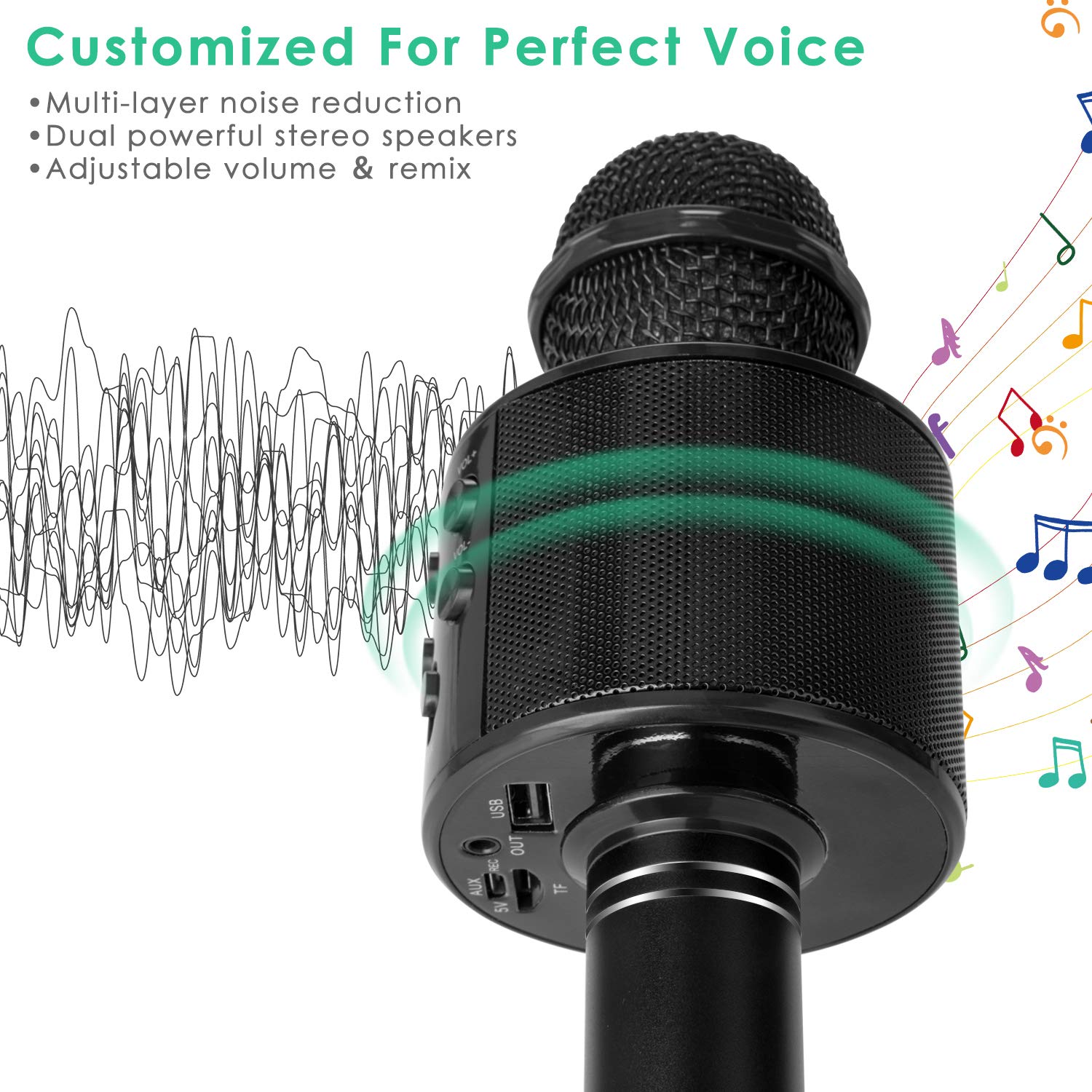 KIDWILL Wireless Bluetooth Karaoke Microphone for Kids and Adults, 5-in-1 Portable Handheld Karaoke Mic Speaker Player Recorder