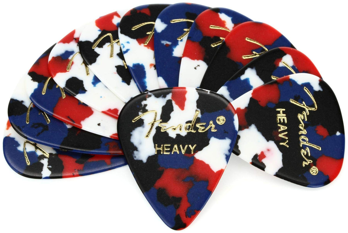 Fender Classic Celluloid Guitar Picks 351 Shape, Guitar Accessories, Confetti, Heavy, 12-Pack