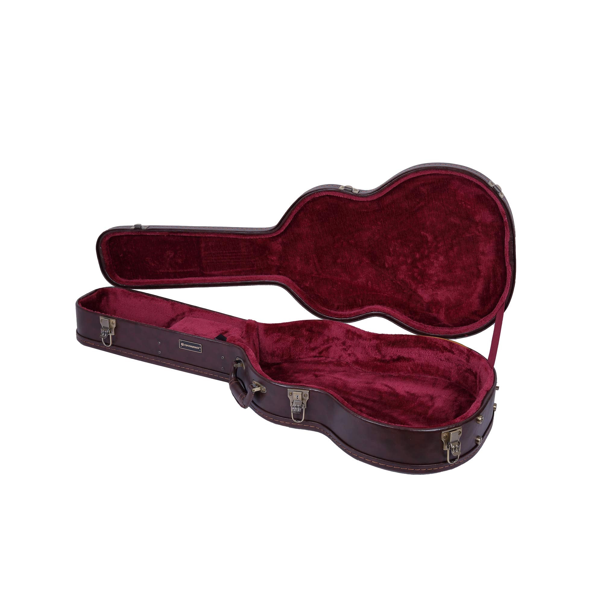 Crossrock Wooden Guitar Case -Fits 4/4 Classical Nylon String Acoustic Guitars- Vintage Hardware, Sponge Lining, Metal Feet, Sto