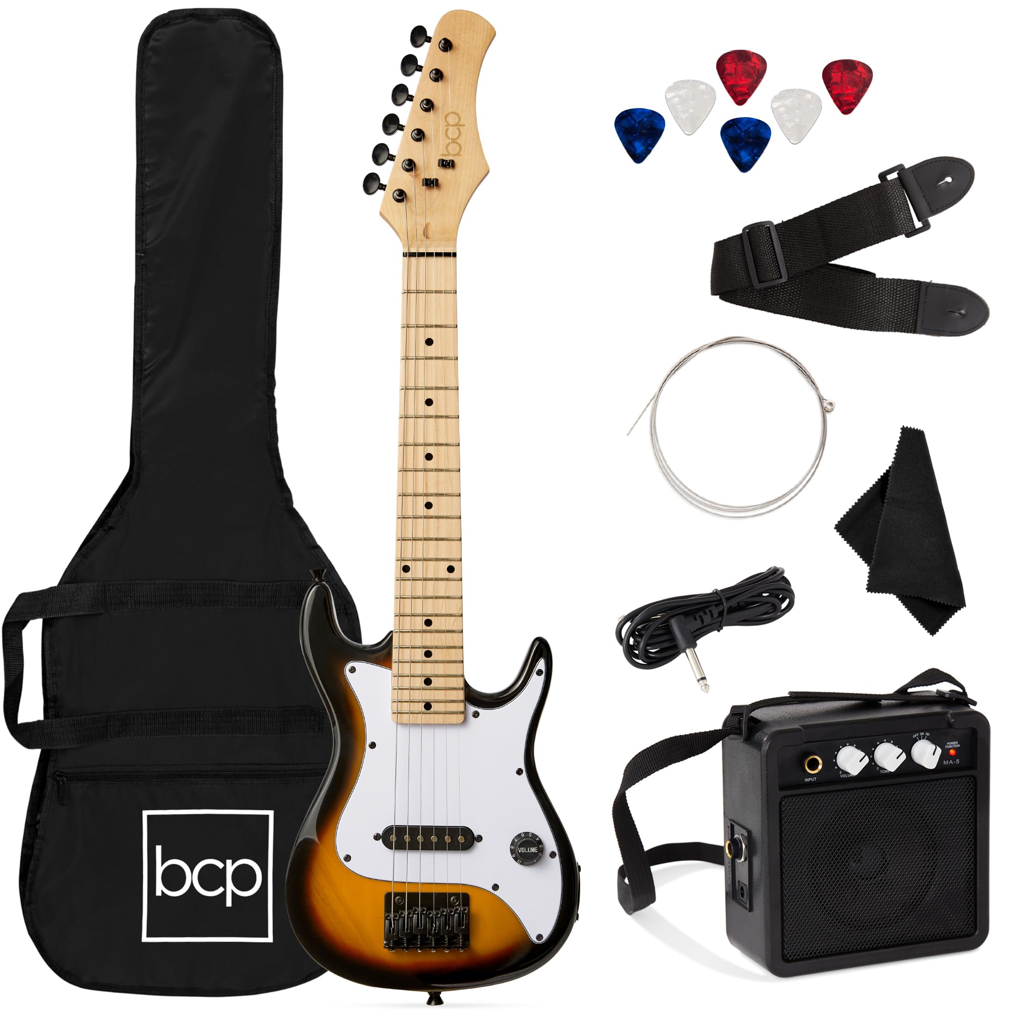 Best Choice Products 30In Kids Electric Guitar Beginner Starter Kit W/ 5W Amplifier, Strap, Gig Bag, Strings, Picks - Sunburst