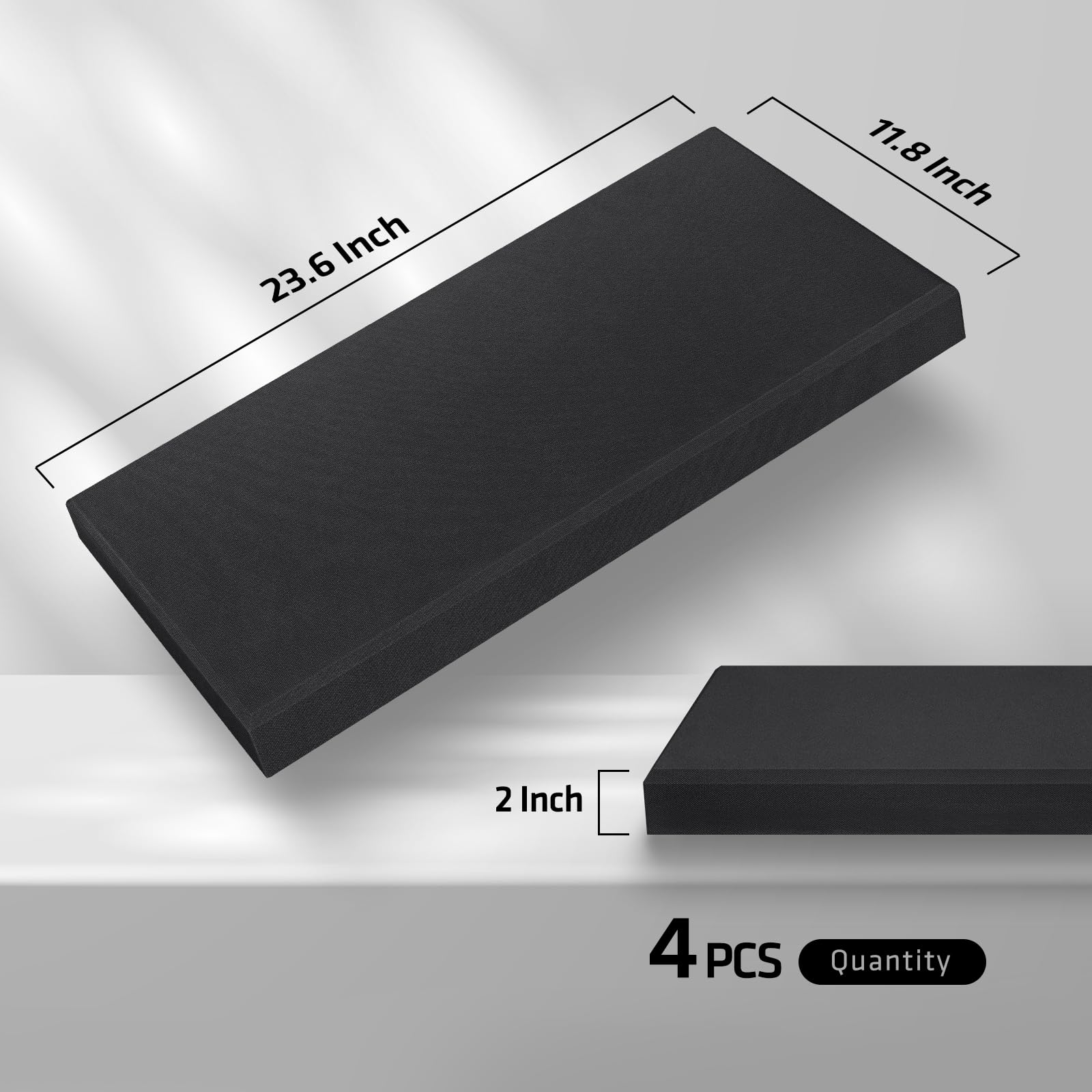 UMIACOUSTICS 4 PCS Acoustic Panels, 2 Thick 23.6'' x 11.8'' Fiberglass Sound Proof Wall Panels, Self-adhesive Sound Absorbing Pa