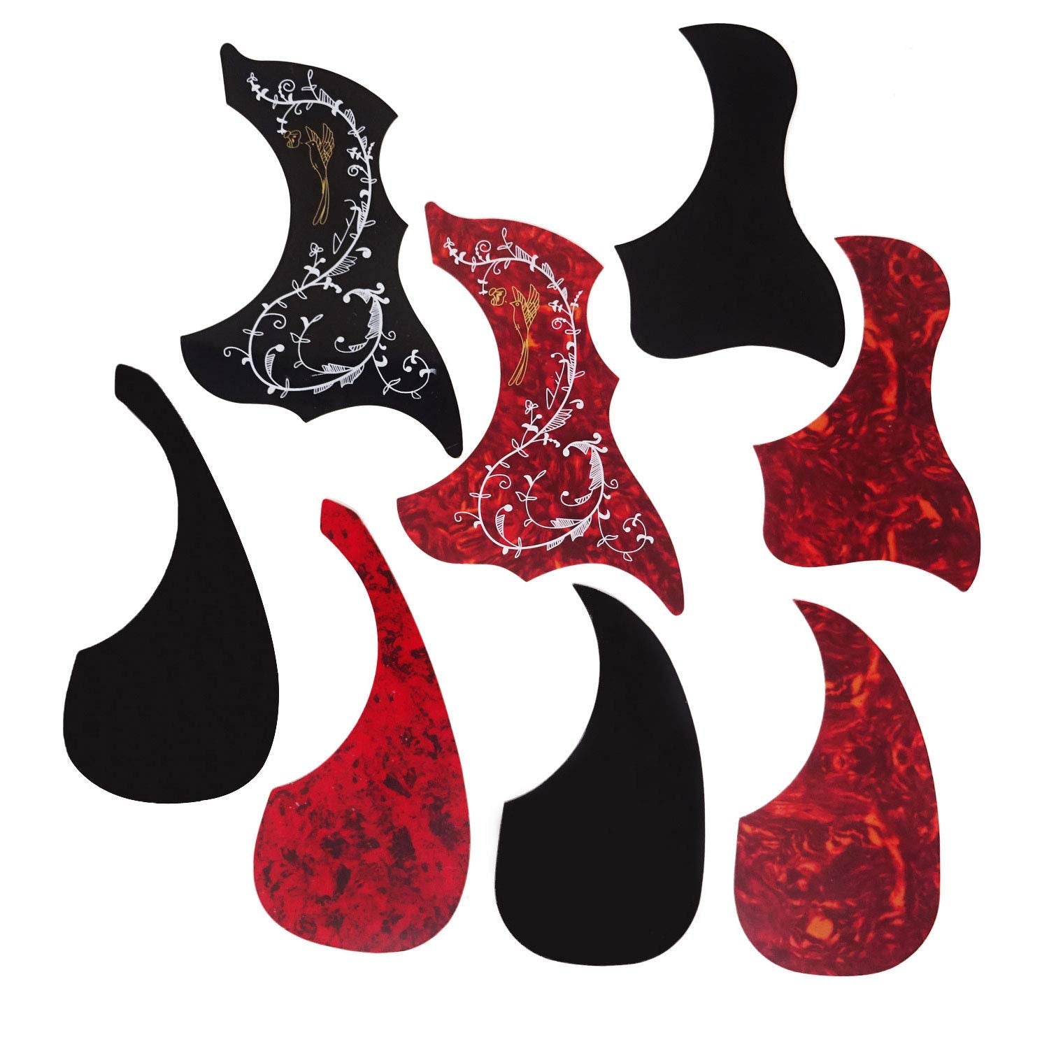 Honbay 8Pcs Self Adhesive Anti-Scratch Hummingbird And Water Shaped Acoustic Guitar Pickguard