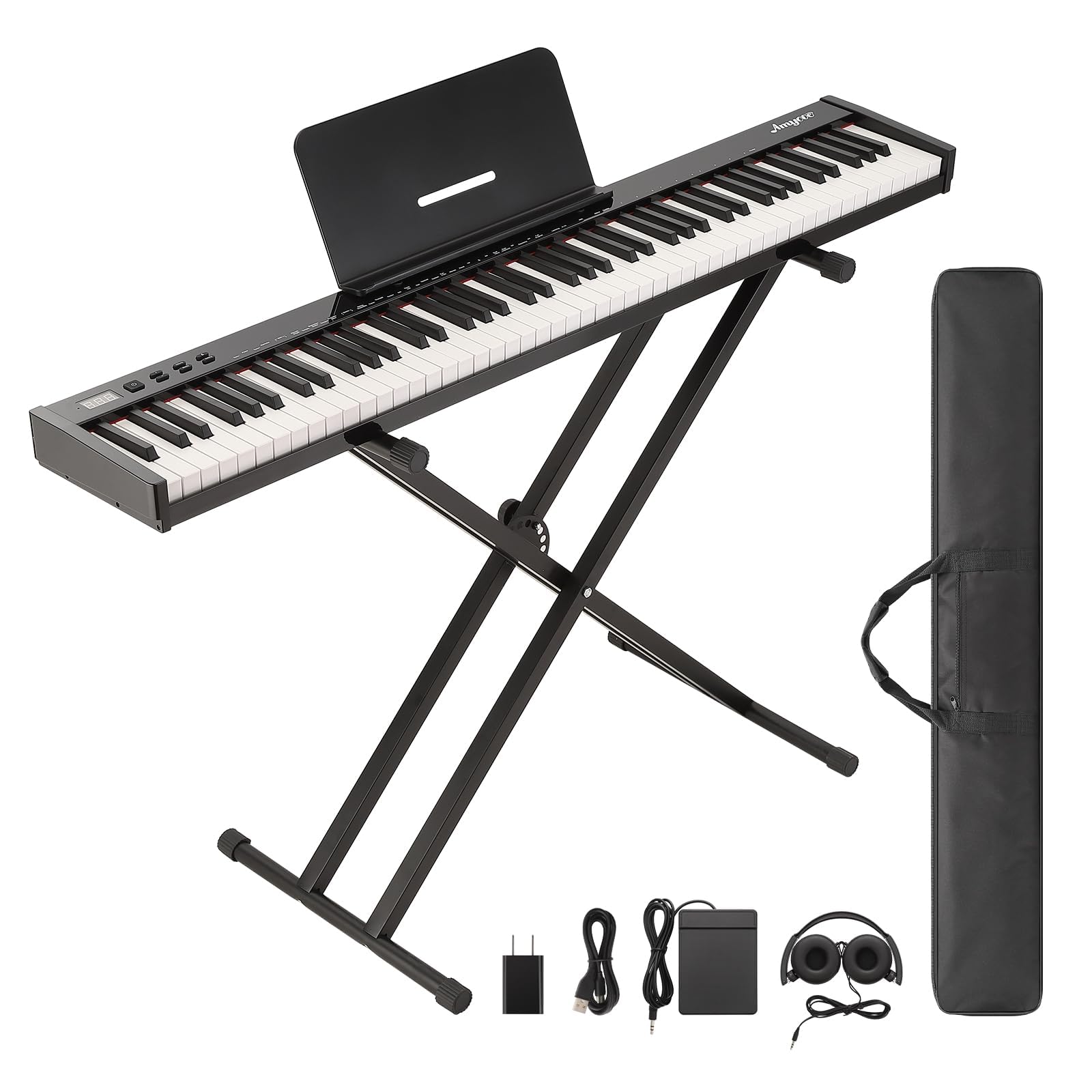 88 Key Portable Digital Piano Set - Full-Size Electronic Keyboard with Carry Bag, Pedal & Learning Features, Rechargeable Lightw