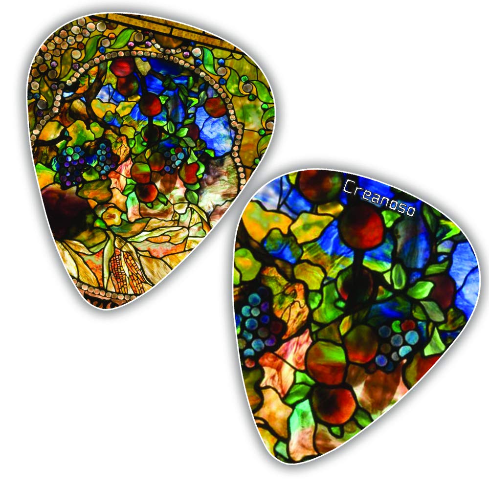 Creanoso Tiffany Stained Glass Famous Art Guitar Picks (12-Packs)- Cool Guitar Picks for Men Women - Stocking Stuffers Mom Dad B