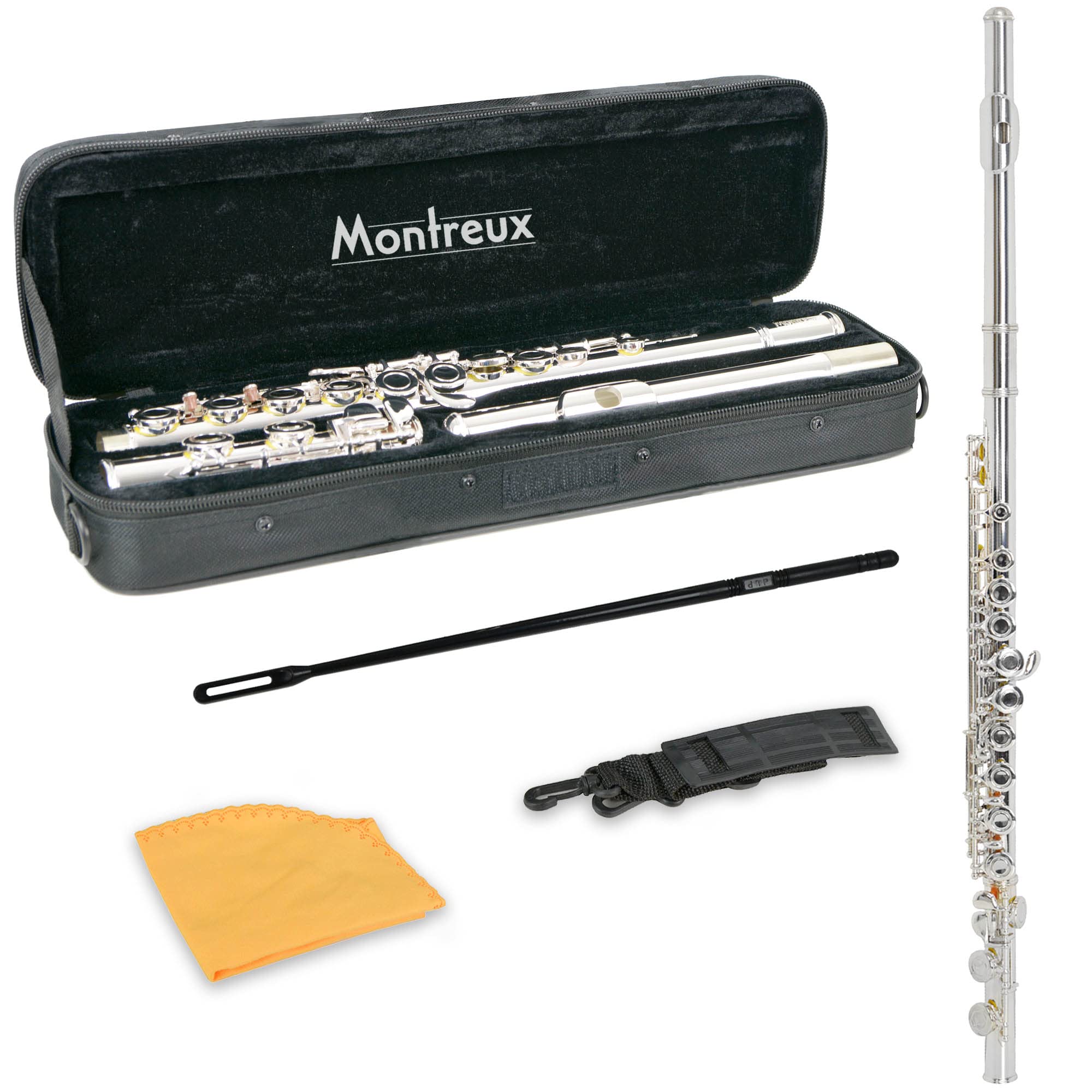 Montreux Student Flute For Beginners With Lightweight Protective Carry Case - Silver Plated, Offset G, Split E Mechanism, C Foot