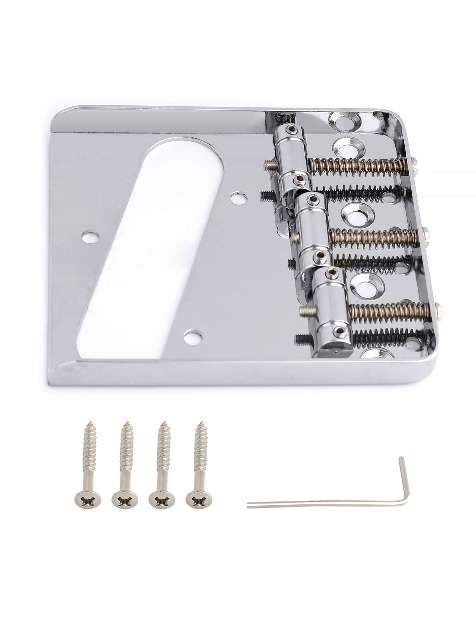 Holmer Guitar Bridge Tailpiece 3 Brass Saddles Bridge for Vintage Tele Telecaster Style Electric Guitar Parts Top or Bottom Load