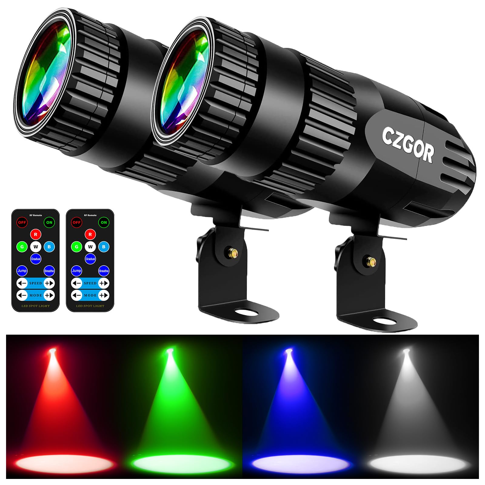 Led Pinspot Light 2 Pack, Czgor Disco Ball Spotlight 15W Rgbw 4 In 1 Mini Mirror Ball Light With Remote Control Super Bright Led