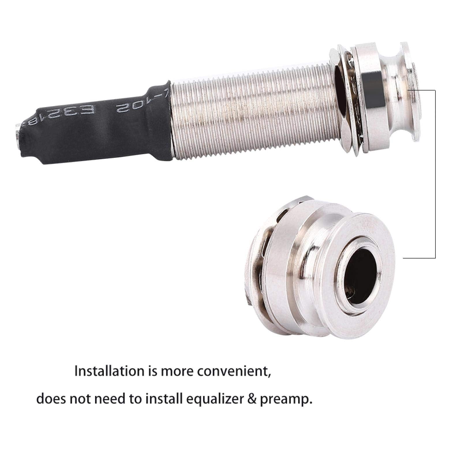 1/4'' (6.35mm) Output 2.5mm Input Endpin Jack, Piezo Pickup Jack Built-in Rod Piezo Pickup for Acoustic Guitar