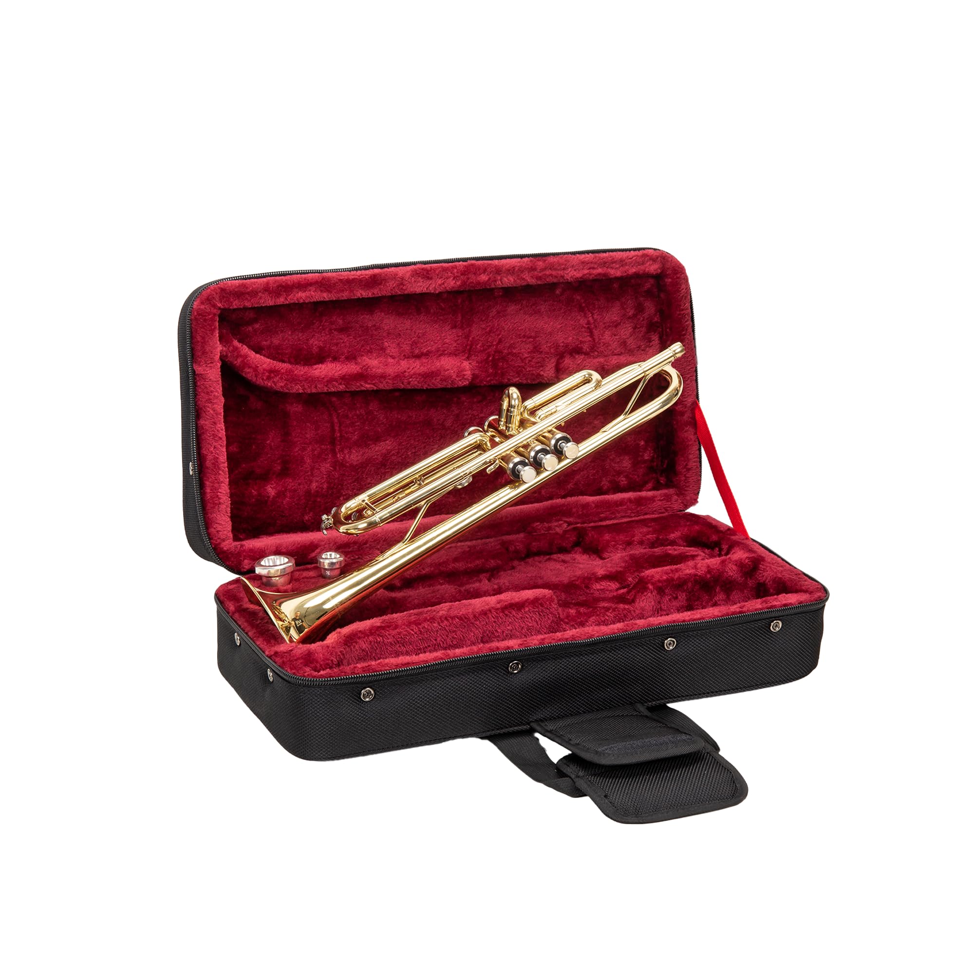 Crossrock Bb Trumpet Foam Case | Lightweight Black Gig Bag with Modern Fabric, Plush Interior & Storage Compartments (CRP300TRBK