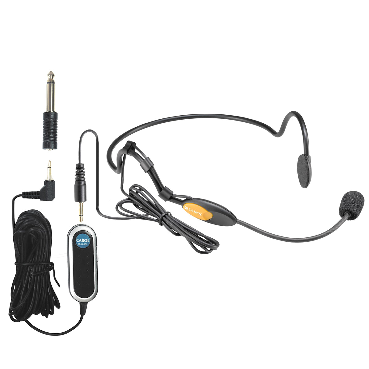 Carol Mud-806 Comfortable Headworn Condenser Microphone With 5Ft Cable, 3.5Mm Ts Mono Plug, In-Line Control (On/Off Power Box),