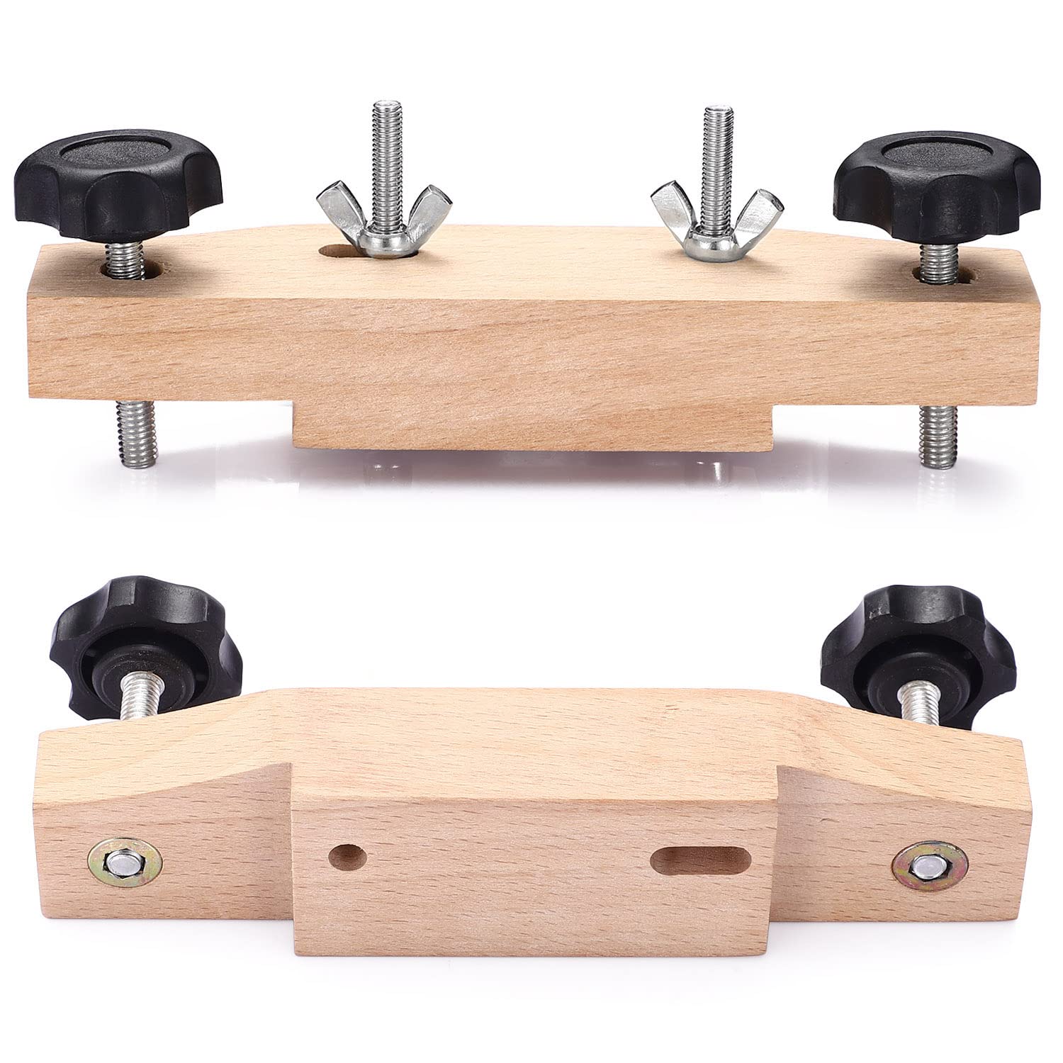 Facmogu Solid Maple Guitar Bridge Clamp, Entry Level Bridge Clamp Acoustic Luthier Tools with Cork Gasket & L-Wrench, Wooden Gui