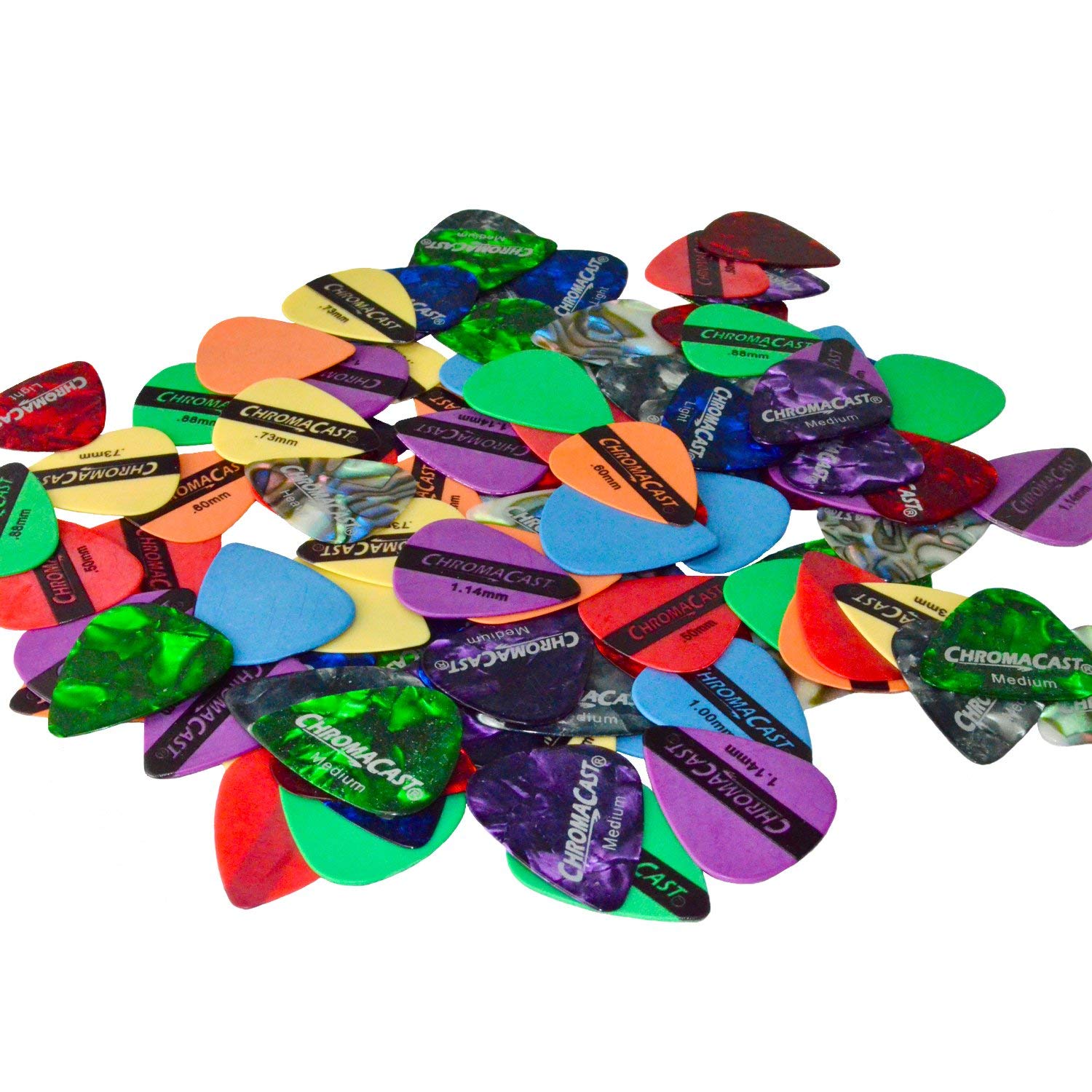 Chromacast 96 Pick Sampler - Includes Pearl Celluloid And Durapicks In Assorted Colors/Gauges
