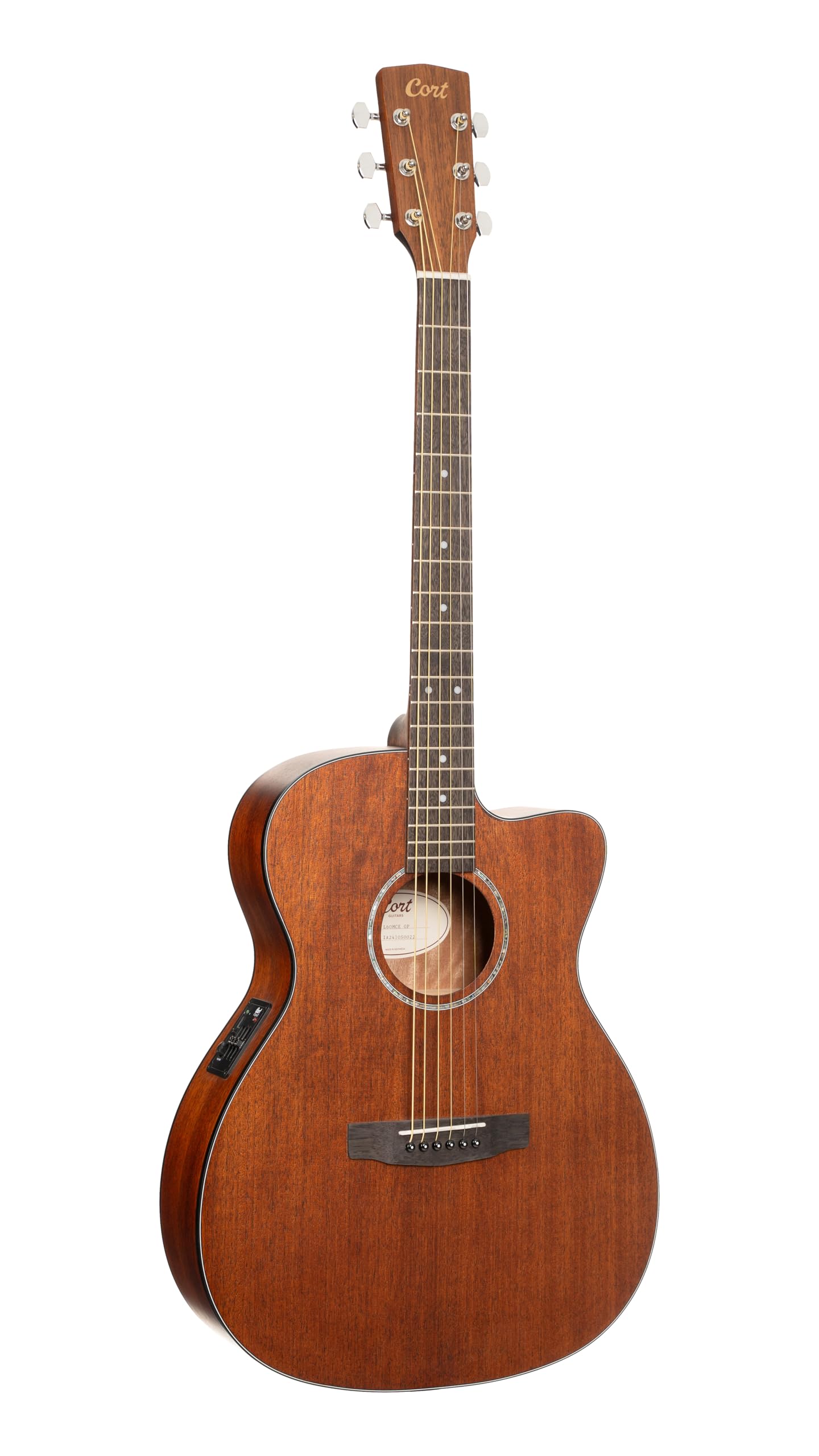 Cort L60MCEOP Luce 60 Mahogany Solid Top Acoustic Electric Guitar, Open Pore