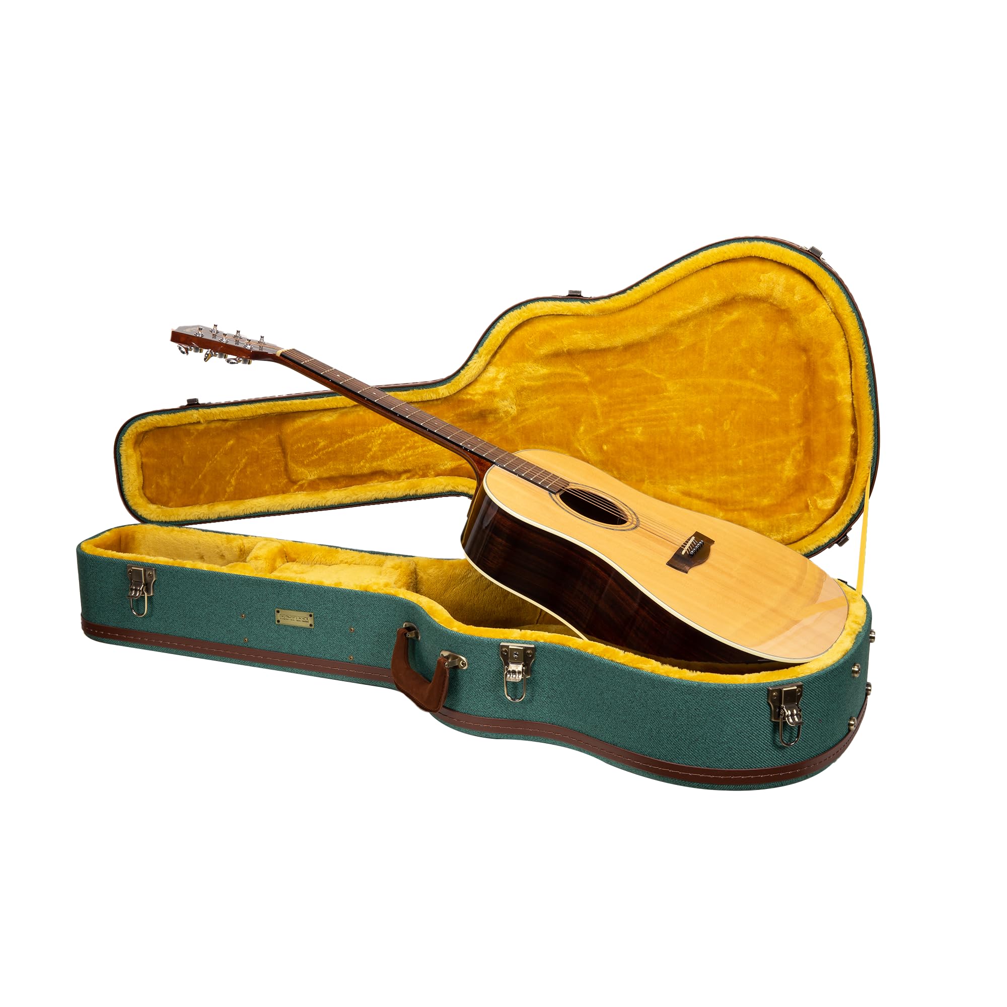 Crossrock Master Series Acoustic Guitar Case For Martin D-28 / Grand Auditorium | Malachite Blue Eco Tweed Fabric, Re-Engineered