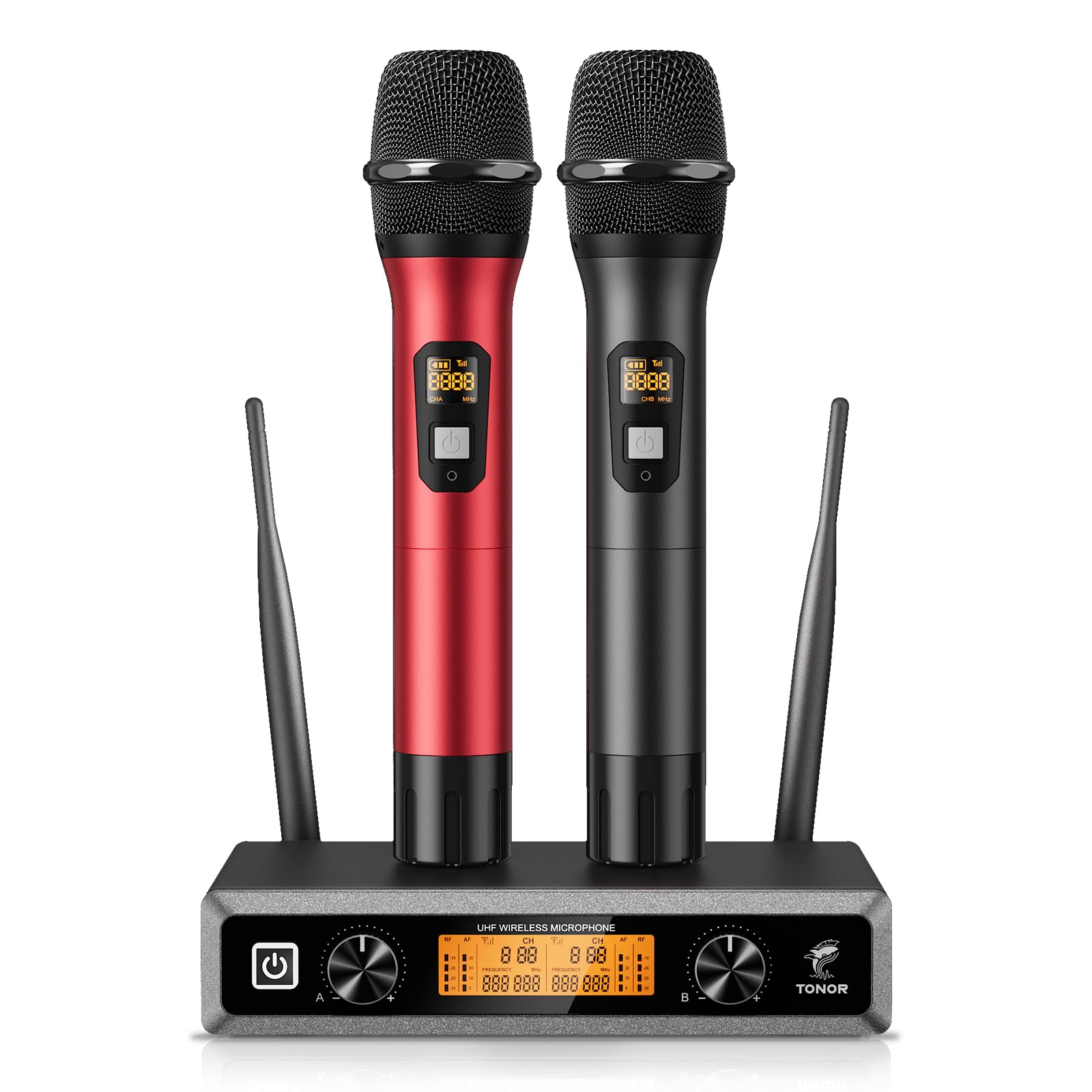 Wireless Microphone System, Tonor Professional Metal Cordless Karaoke Microphones, Handheld Dynamic Mic Set With Receiver For Pa