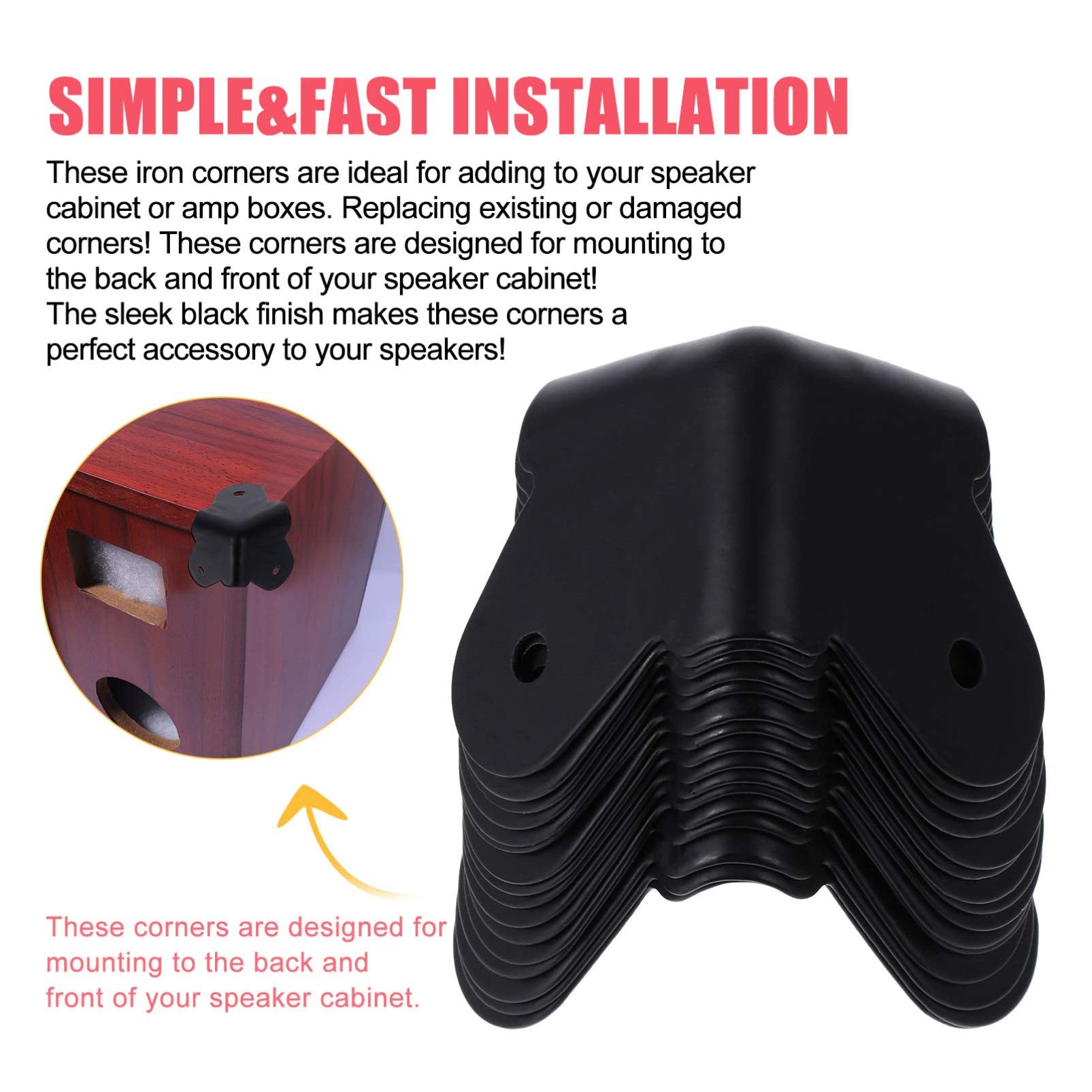 ARTIBETTER 16pcs Angle Corner Protector Black Iron Cabinet Speaker Corners Protector for Cabinet Guitar Amplifier Stage Speaker