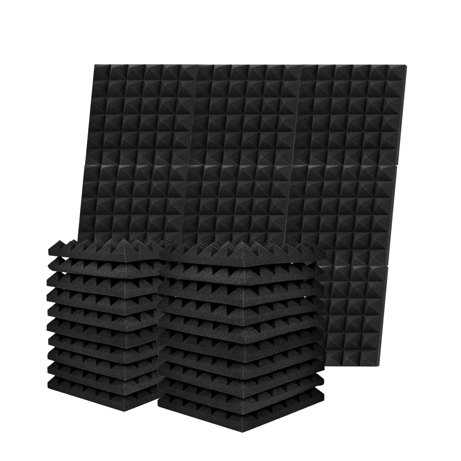Musfunny Sound Proof Foam Panels, 12 Pcs 2'' X 12'' X 12'' Acoustic Foam Panels Sound Absorbing Wall Panels For Studio Recording