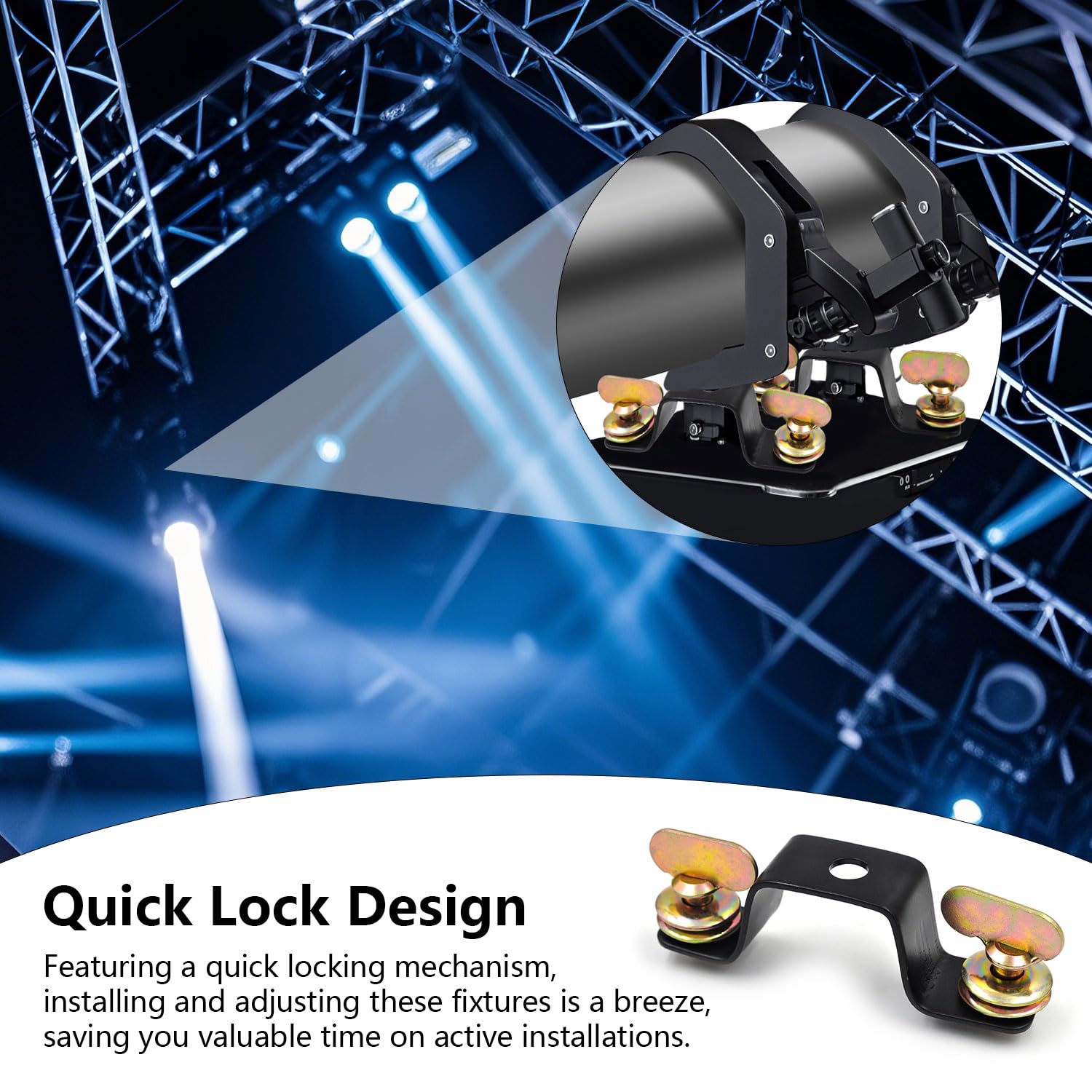 Moving Head Light Bridge Connector Truss Clamp Stage Light Clamps, Bracket Connector Spacing 10.5cm, Quick Lock, 12 mm Aperture