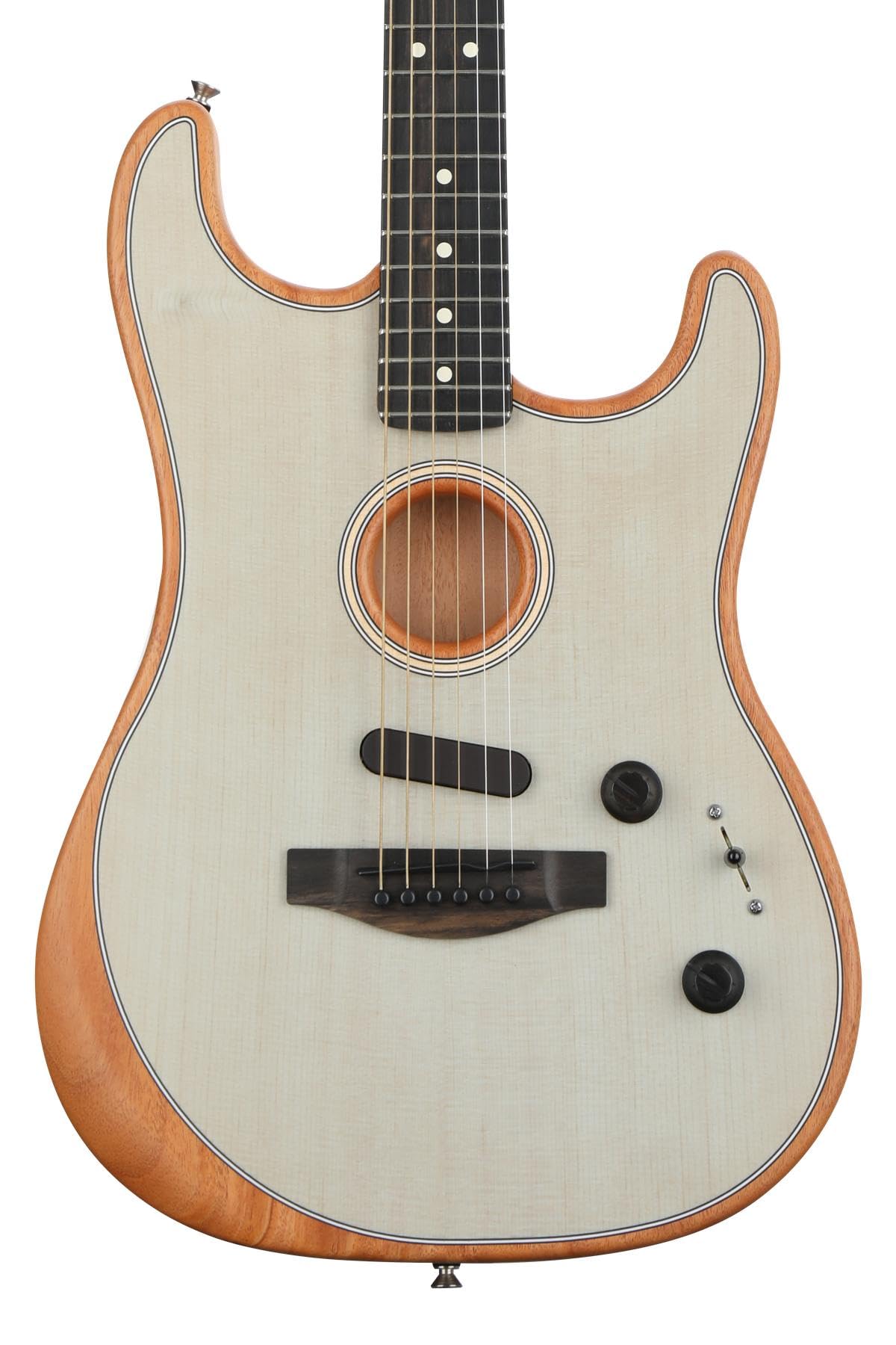 Fender American Acoustasonic Stratocaster Acoustic Electric Guitar, Transparent Sonic Blue, Ebony Fingerboard, with Gig Bag