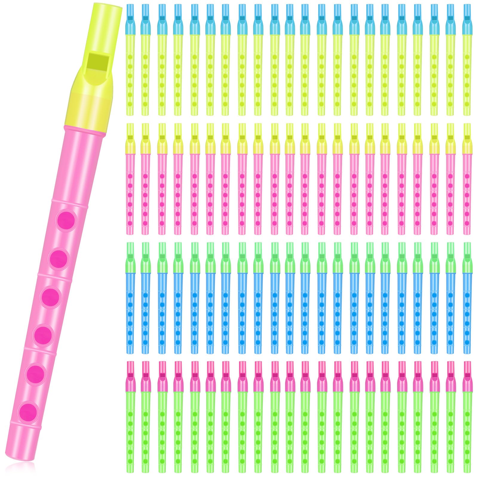 Lukmaa 100 Pcs Musical Recorder Bulk 6 Hole Plastic Recorders Kids Flute Music Instruments Descant Soprano Baroque Style Little 