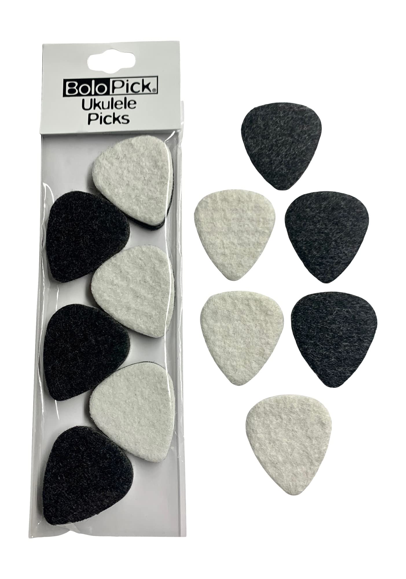 Bolopick Ukulele Picks, 12 Pack Natural And Black Original Recipe Felt Uke Picks For Ukulele, Guitar, Bass, Autoharp, Banjo