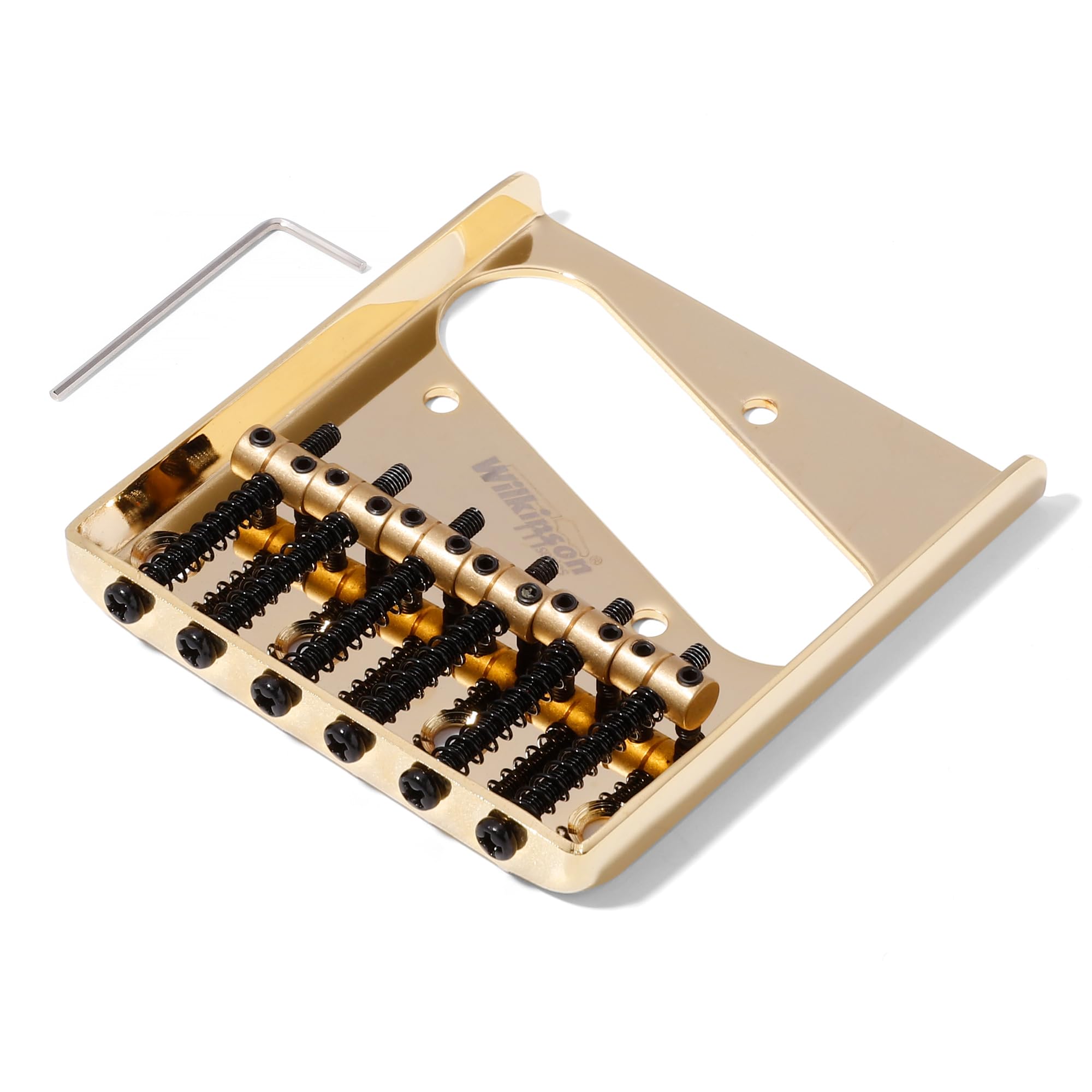 Wilkinson 2-1/8 Inch(54Mm) Telecaster Guitar Bridge Tele Brass 6 Saddles Fixed Bridge For American Tl Style Electric Guitar (Wot