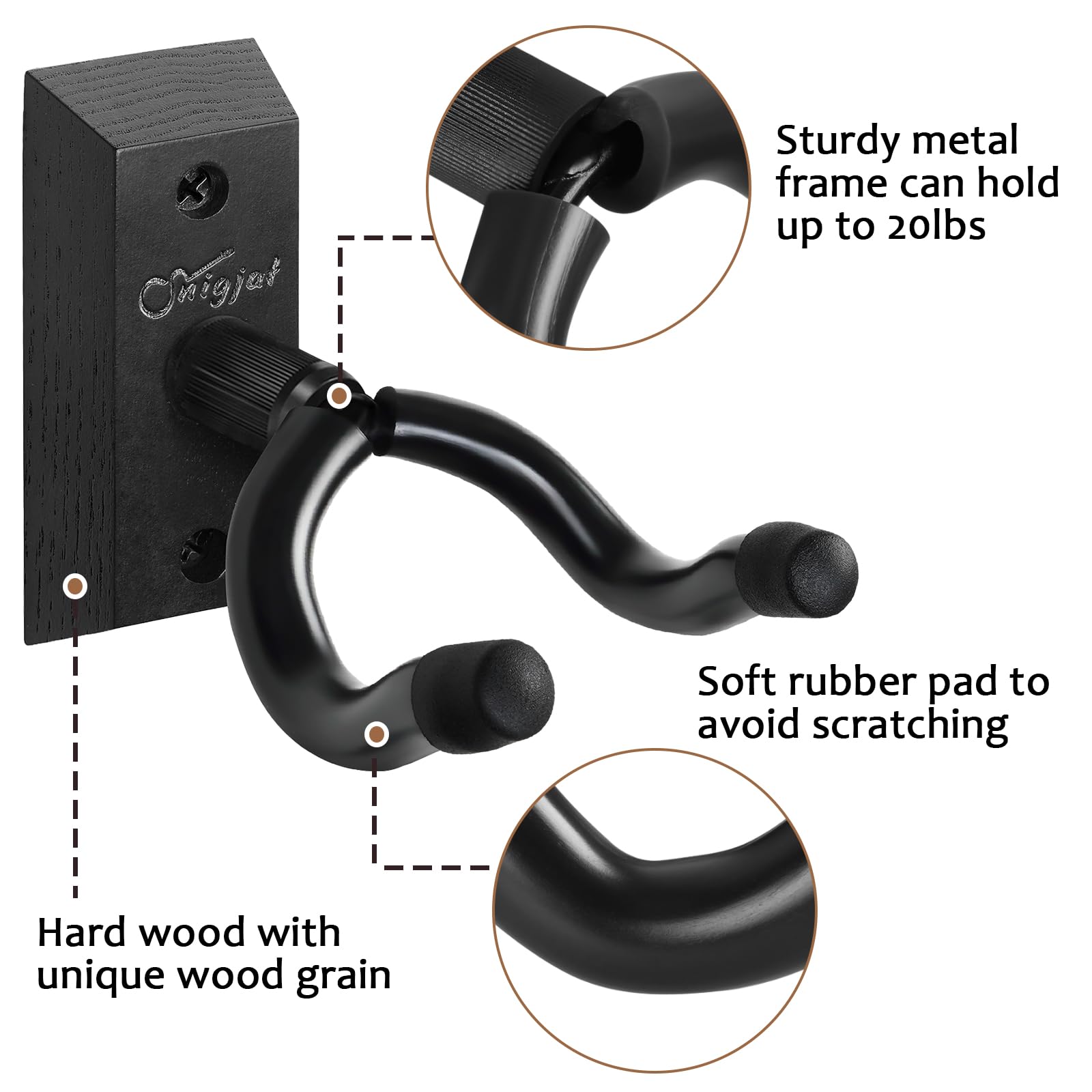 SNIGJAT Guitar Wall Mount, 4 Pack Guitar Wall Hanger, Guitar Hanger Wall Hook Holder Stand, Hardwood Guitar Wall Mount Hanger fo