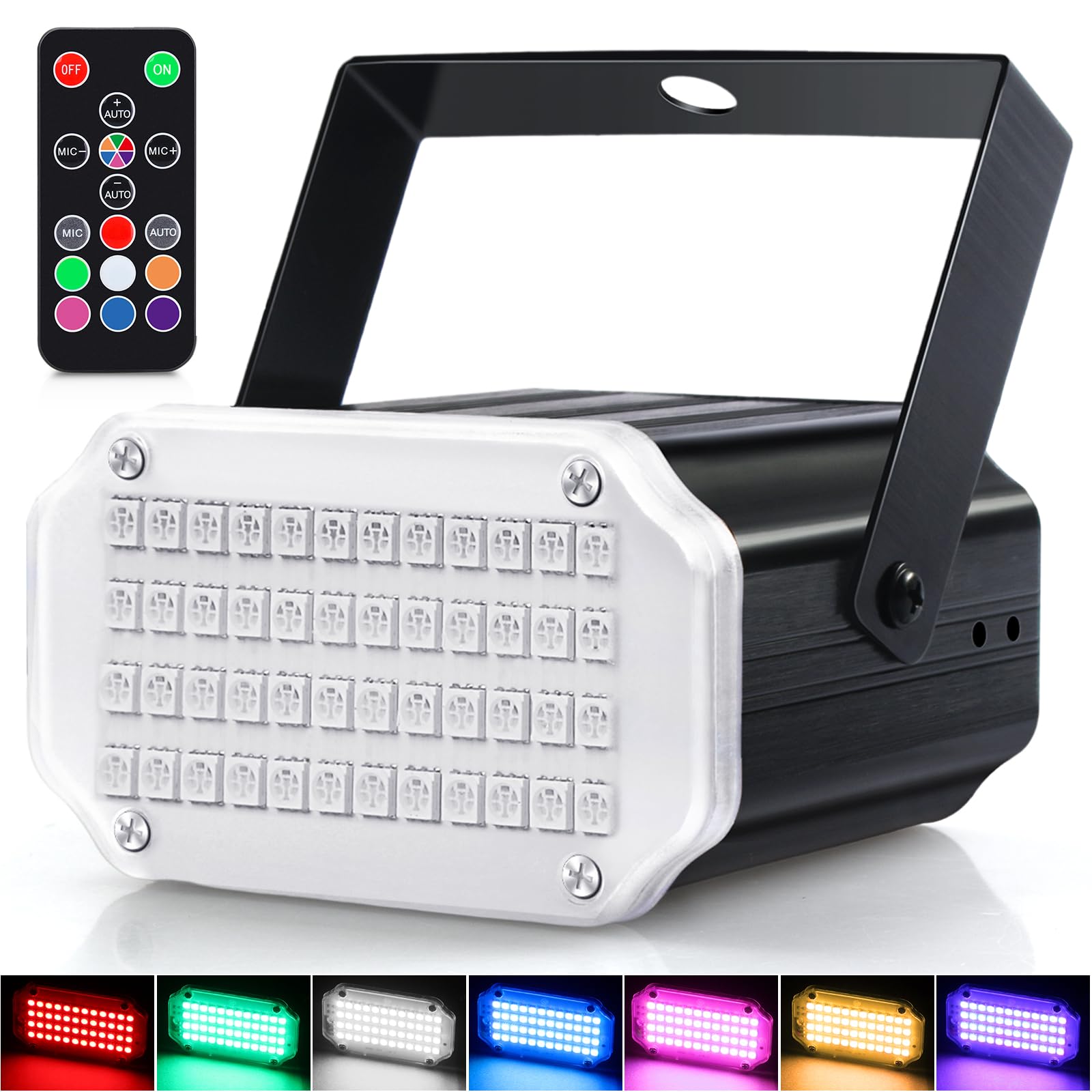 Luditek Halloween Mini LED Strobe Light, Sound Activated Party Lights 7 Colors Dj Lighting, Disco Flashing Light for Home Room D
