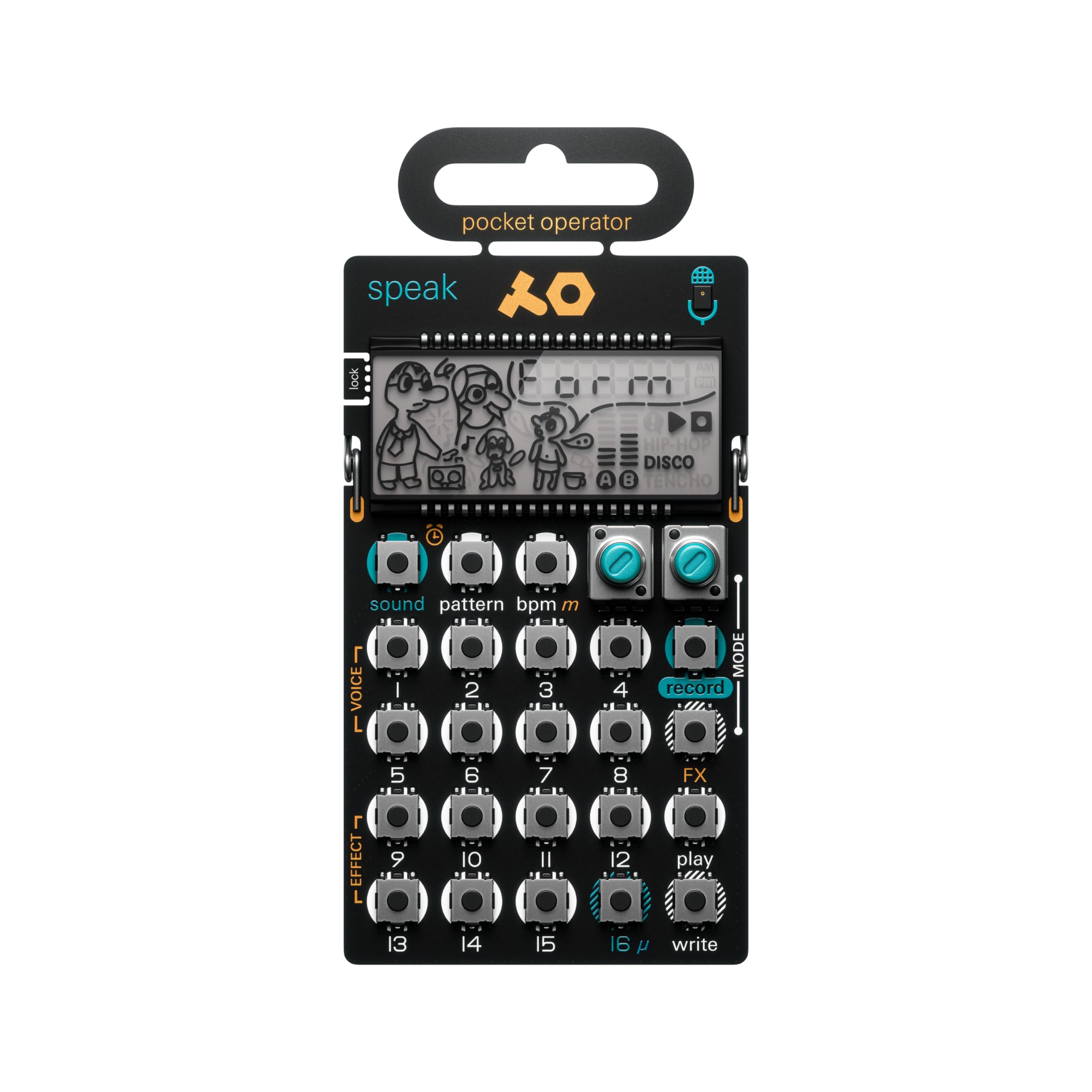 teenage engineering pocket operator PO-35 speak, vocal synthesizer, sampler and sequencer with built-in microphone for 8 differe