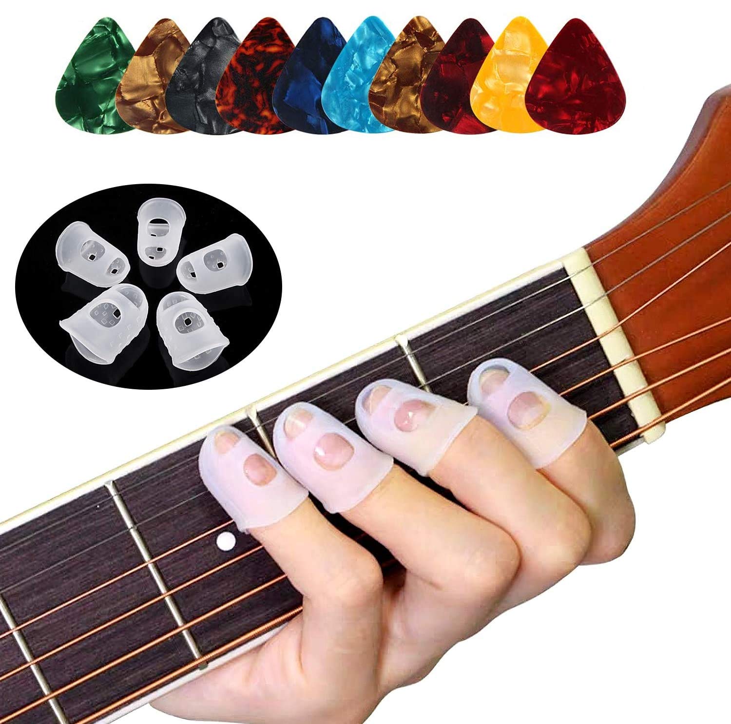 Guitar Fingertip Protectors - 40 Pcs Silicone Guitar Finger Guards Protection Covers Caps For Guitar Ukulele Bass, Sewing And Em