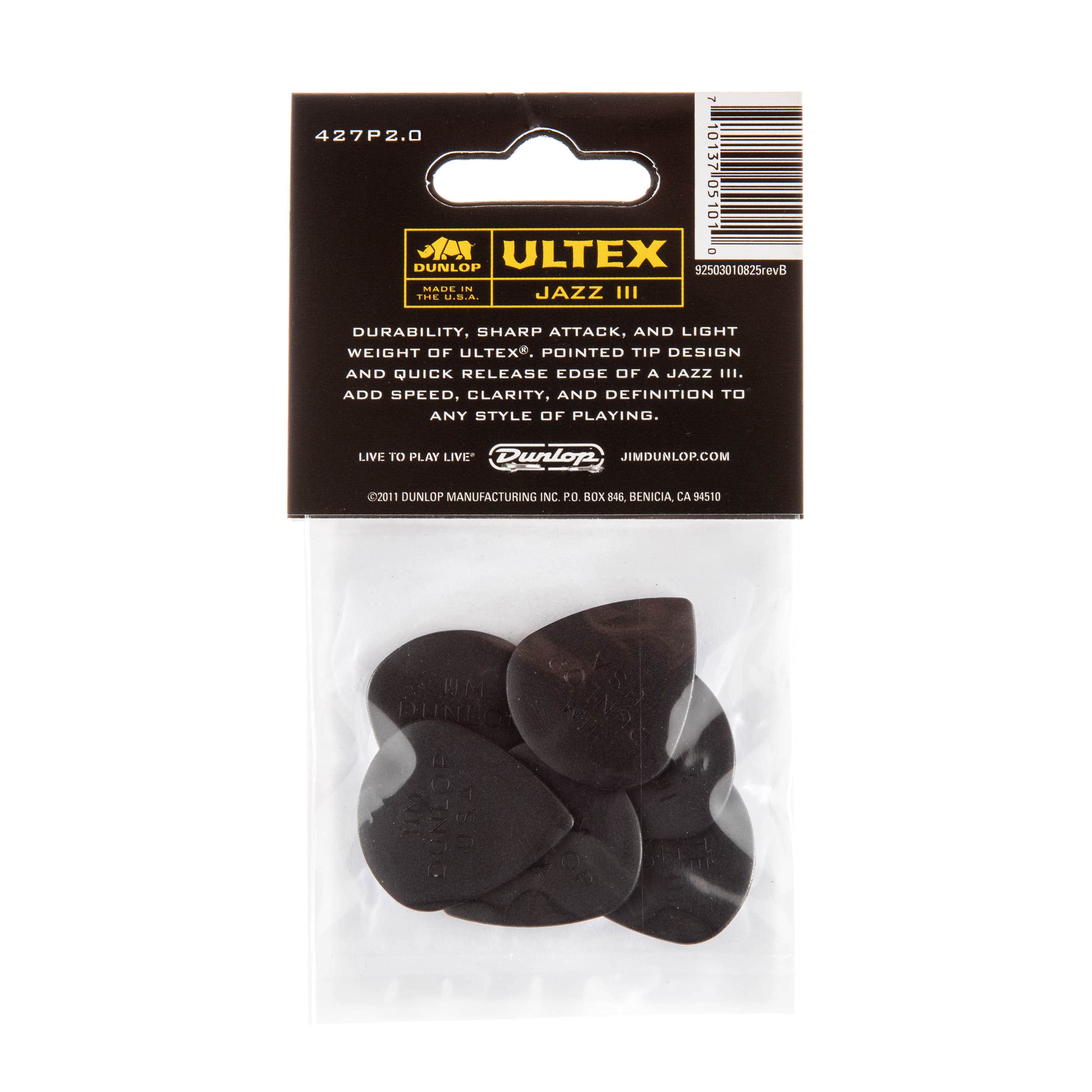 Dunlop 2.0mm Ultex Jazz III, 2.0mm, 6/Player's Pack