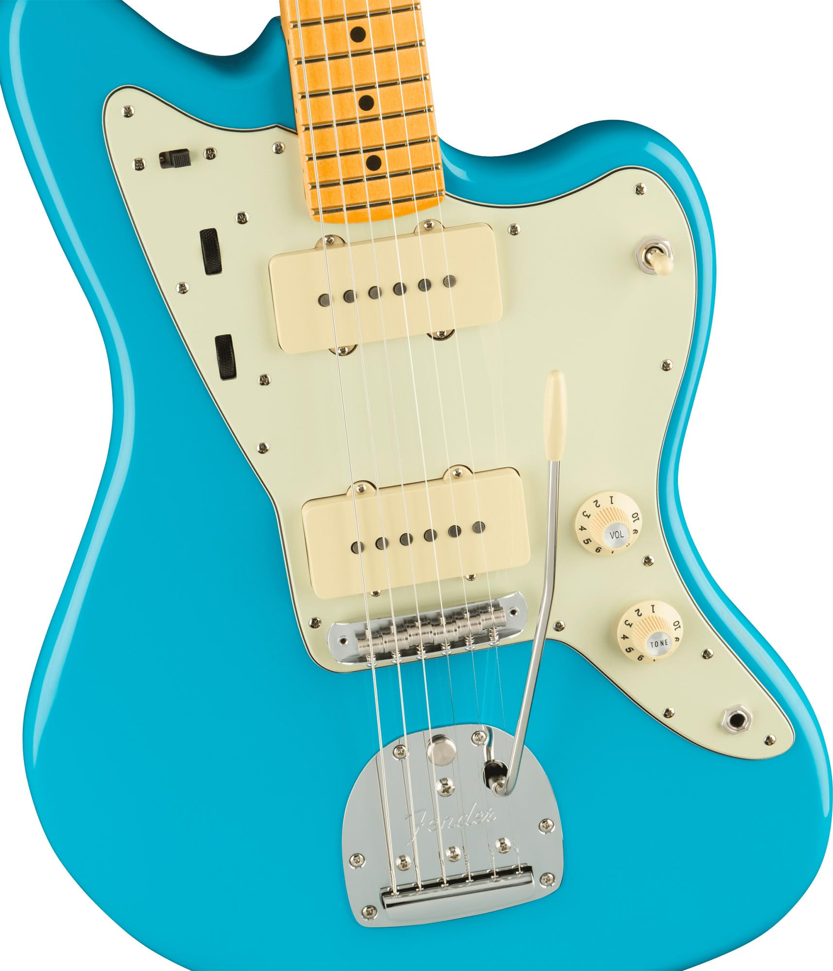 Fender American Professional II Jazzmaster - Miami Blue Bundle with Case, Strap, Cable, and Guitar Cleaning Kit