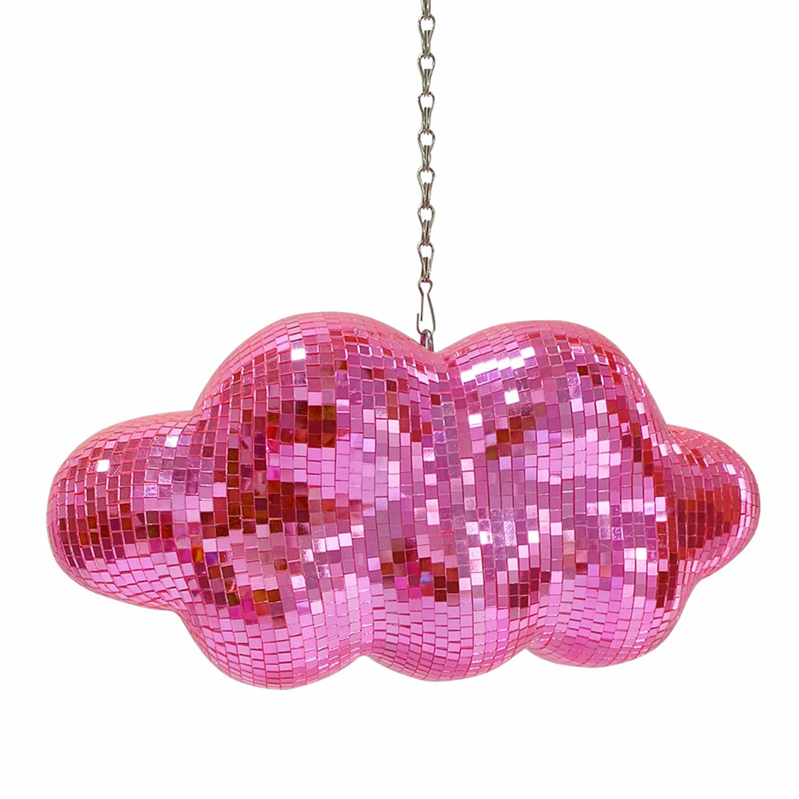 MFGDISCO Pink Disco Ball Cloud Shaped, Hanging Disco Decor for Party,Room,Home, Retro Reflective Mirror Ball with Chain, Disco O