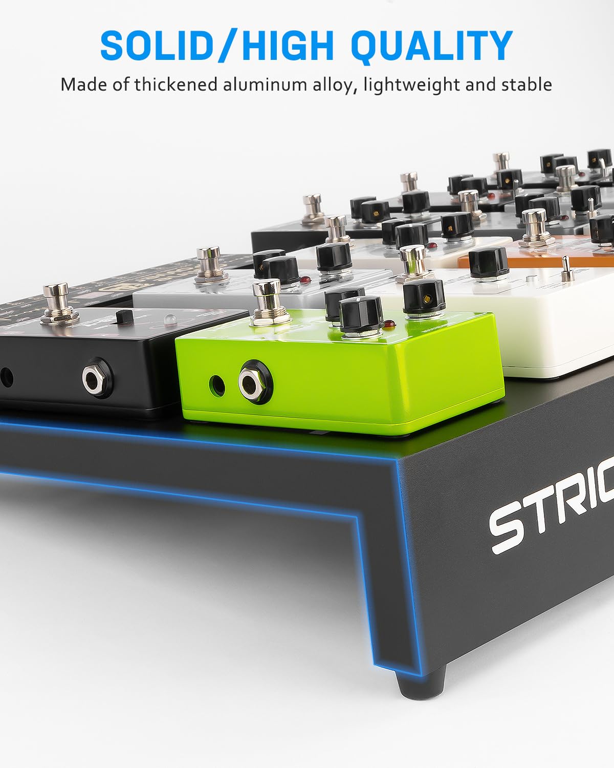 STRICH Guitar Pedal Board Extra Large Size, Aircraft Grade Aluminum 2.9lb Lightweight Pedalboard 25'' x 12.7'' x 2.83'' Effect P