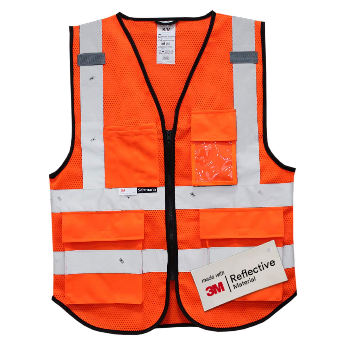 Salzmann 3M Multi-Pocket Safety Vest - Reflective High Visibility Vest - Made With 3M Reflective Material - Meets Ansiisea107