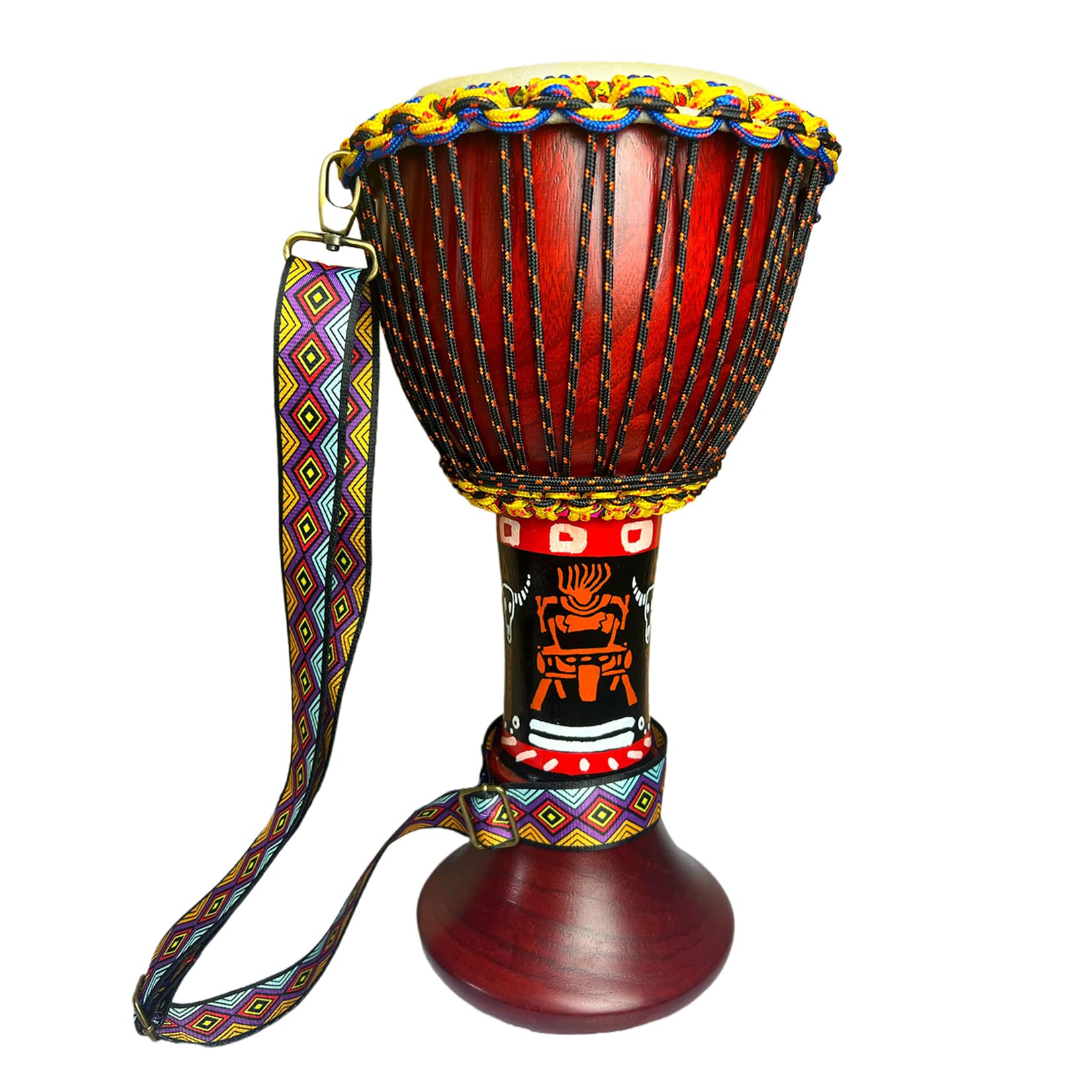 Ruoswte Djembe African Drum With Colorful Straps, Old Goatskin Drum Skin,BongoCongoHand-Painted DrumArtistic Decoration