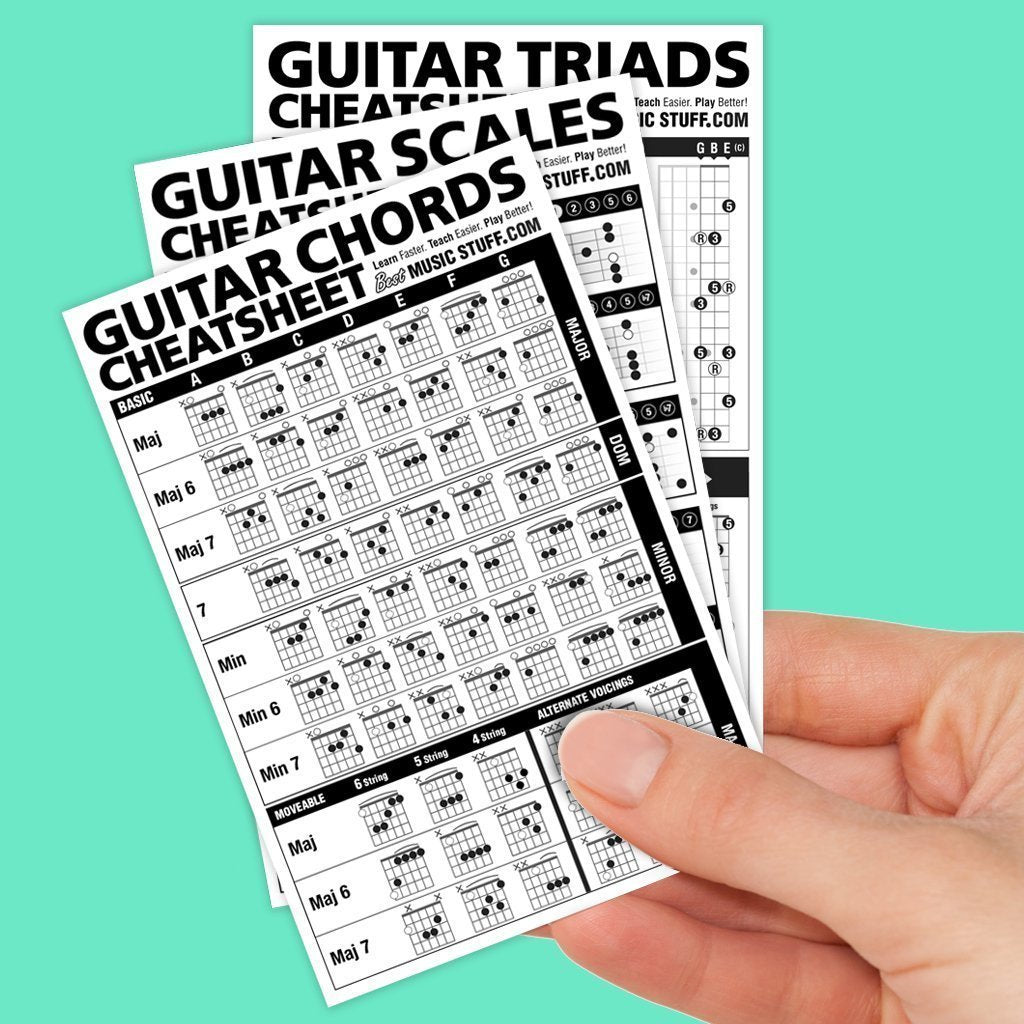 Guitar Cheatsheets Bundle (Chords, Scales, and Triads Cheatsheet 