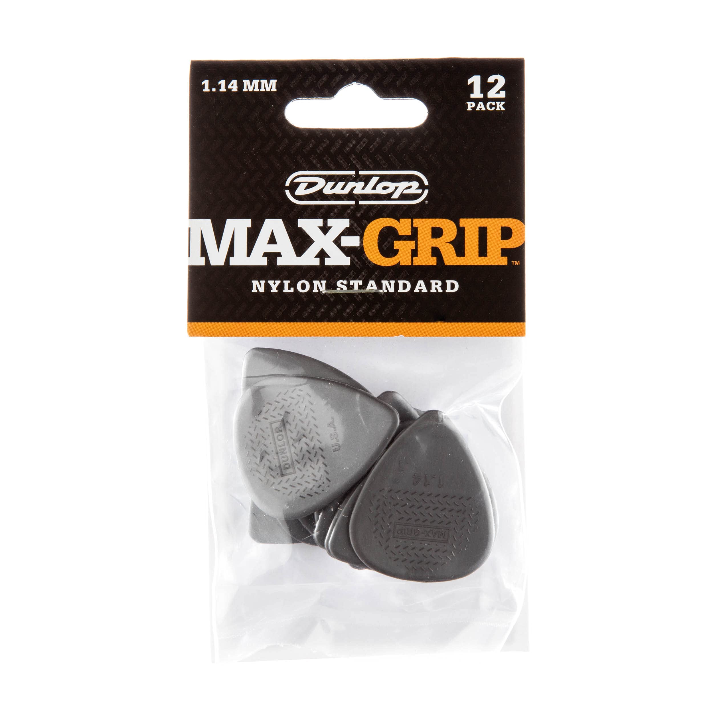 Jim Dunlop Max-Grip Nylon Standard, Carbon, 1.14mm, 12/Player's Pack