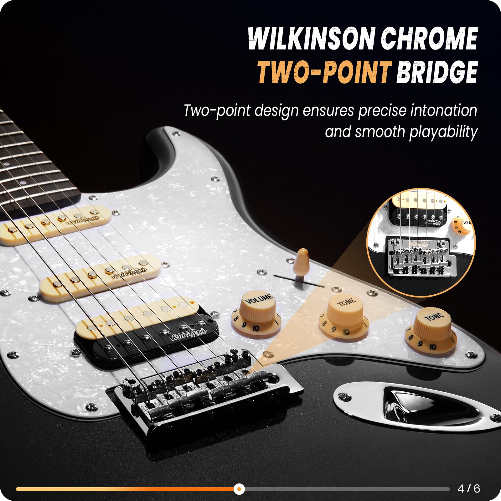 Fesley 39'' Electric Guitar: Solid Body Electric Guitars for Intermediate &Pro Players with Wilkinson Pickups,Grover Tuners,6 St