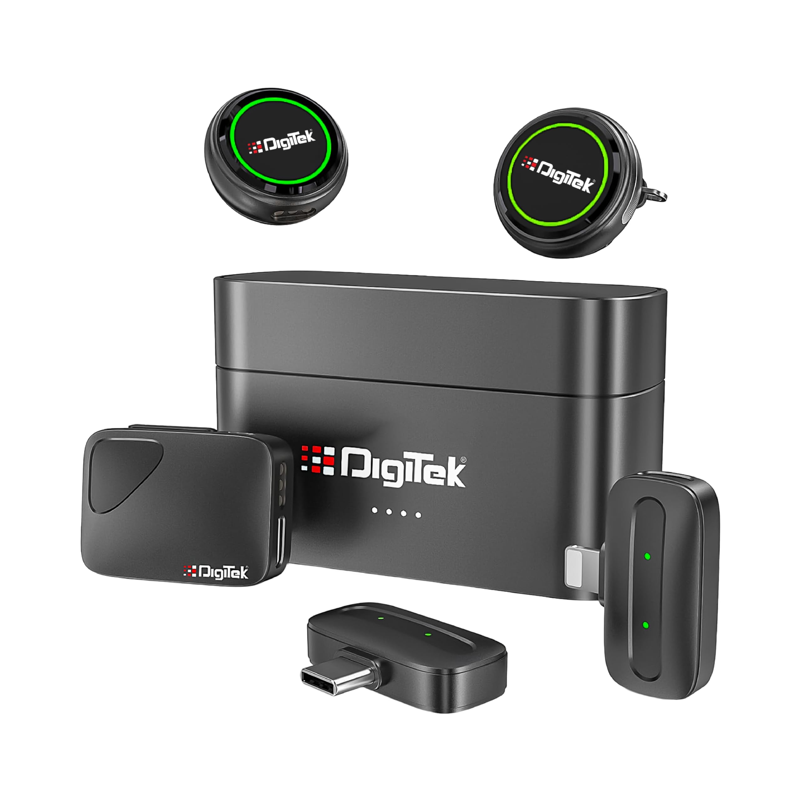 Digitek Dwm-131 2-In-1 Wireless Microphone System With 2 Transmitters & 3 Receivers, 2.4Ghz Wireless Mic For Camera, Smartphone 