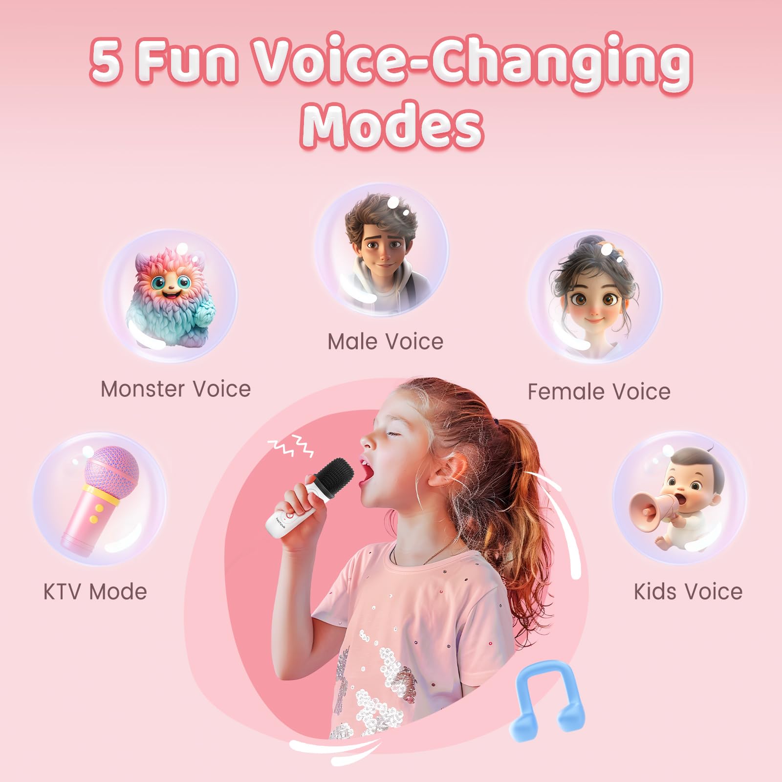 Mini Karaoke Machine for Kids Adults,Portable Bluetooth Speaker with 2 Wireless Microphones Toys Gifts for Girls 4-12 Years Old,