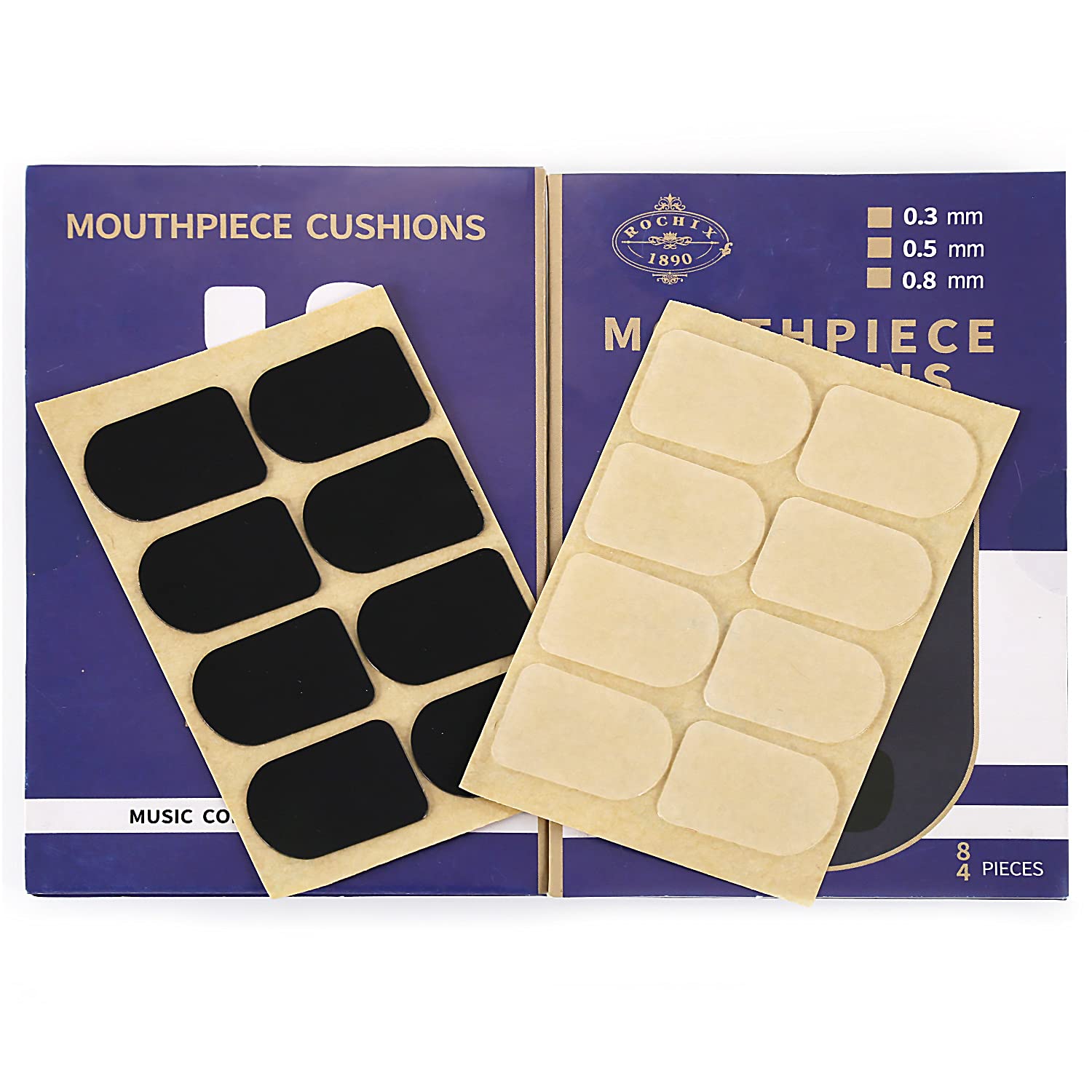Clarinet/Soprano Saxophone Sax Mouthpiece Cushions Patches Pads,0.3mm Black & White (16 pcs)
