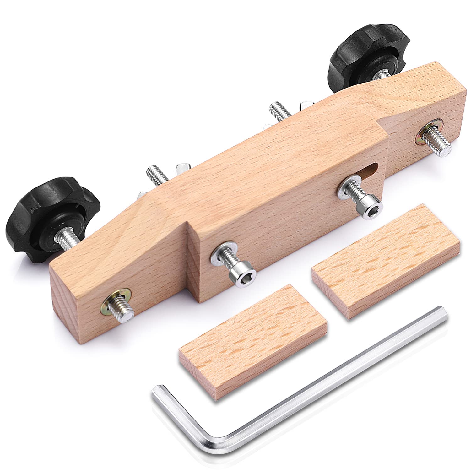 Facmogu Solid Maple Guitar Bridge Clamp, Entry Level Bridge Clamp Acoustic Luthier Tools With Cork Gasket & L-Wrench, Wooden Gui