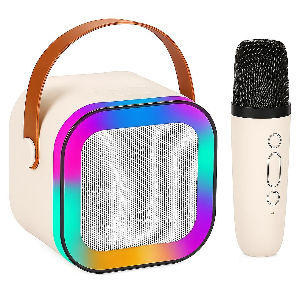 Careflection K12 Portable Karaoke Machine, Wireless Microphone, Bluetooth Speaker With Rgb Lights, 3 Light Effects