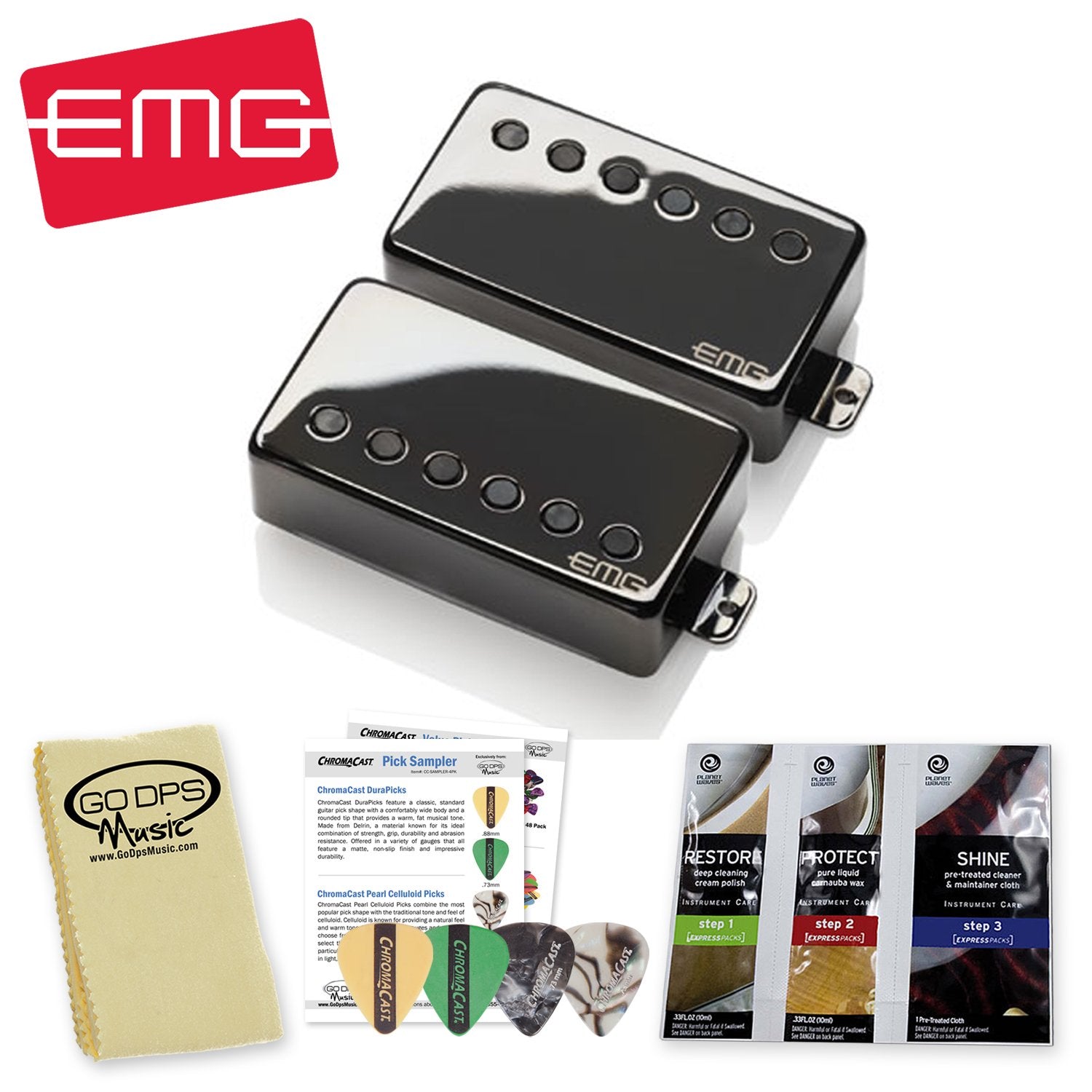 EMG JH James Hetfield Signature Guitar Pickup Set, Black Chrome