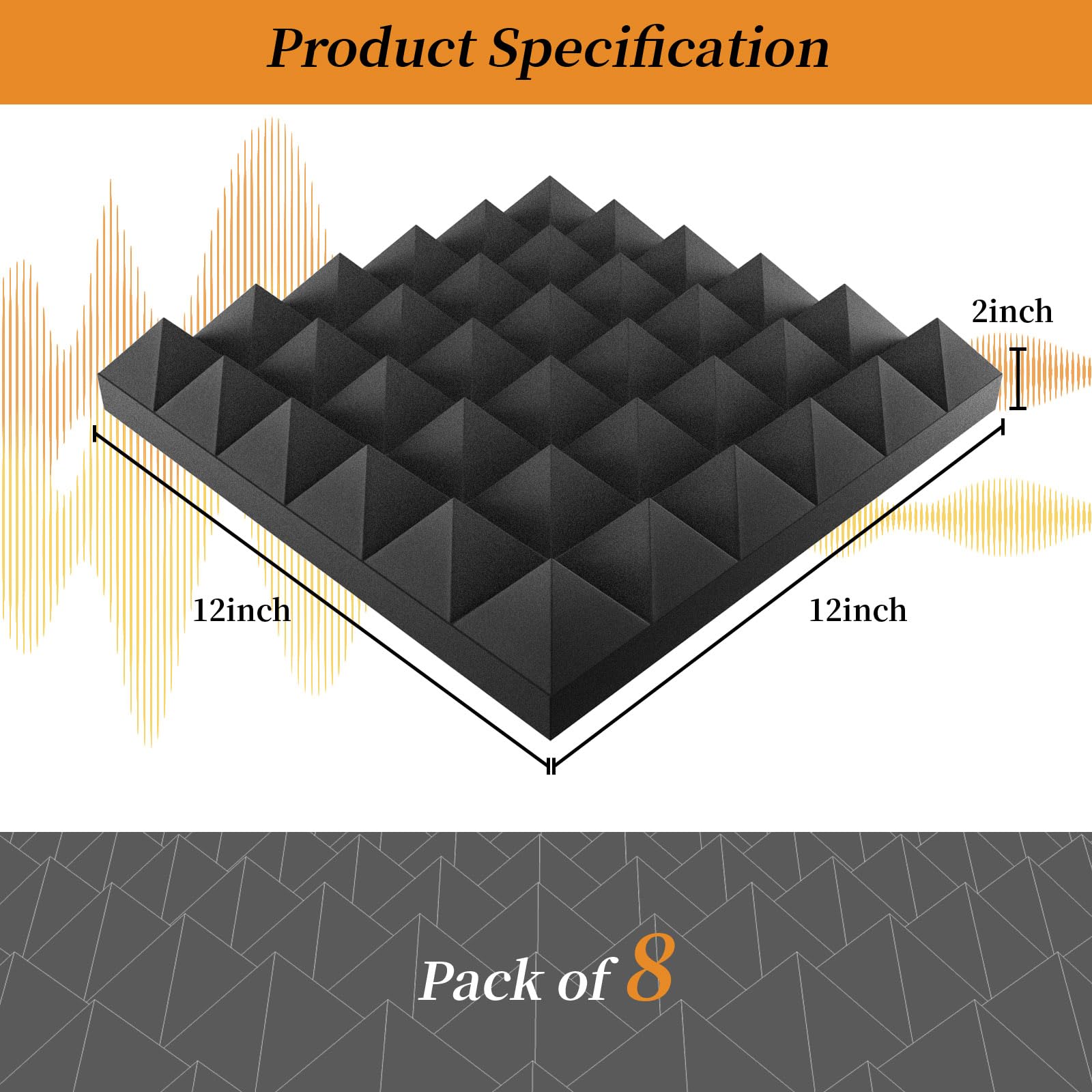 32 Pack Acoustic Foam Panels,12x12x2 inches Sound Proof Foam Panels for Walls, Fast Expand Pyramid Designed High Density Sound P