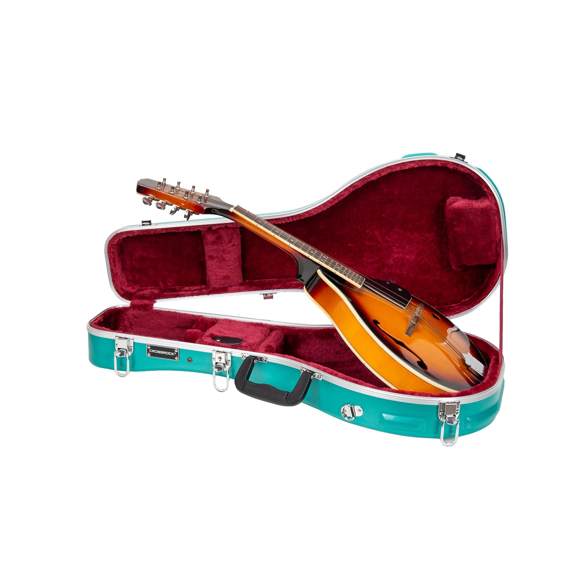 Crossrock A-style Mandolin Case | ABS Molded Hardshell with Security Lock, Metal Feet, and Detachable Straps-Mint Blue (CRA862MA