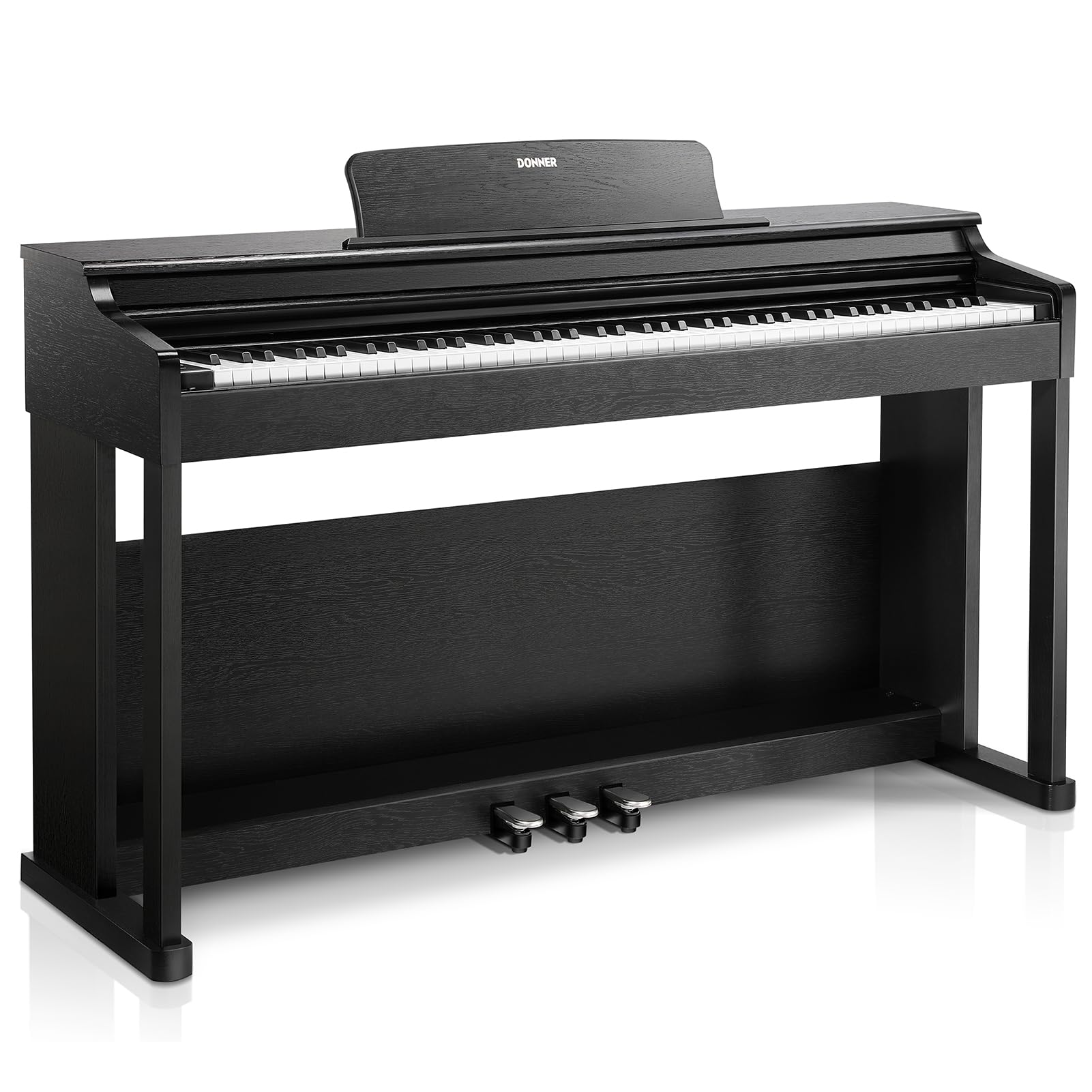 Donner DDP-100 88-Key Weighted Action Digital Piano for Beginner Bundle with Piano Keyboard Stand, Power Adapter, Triple Pedals,