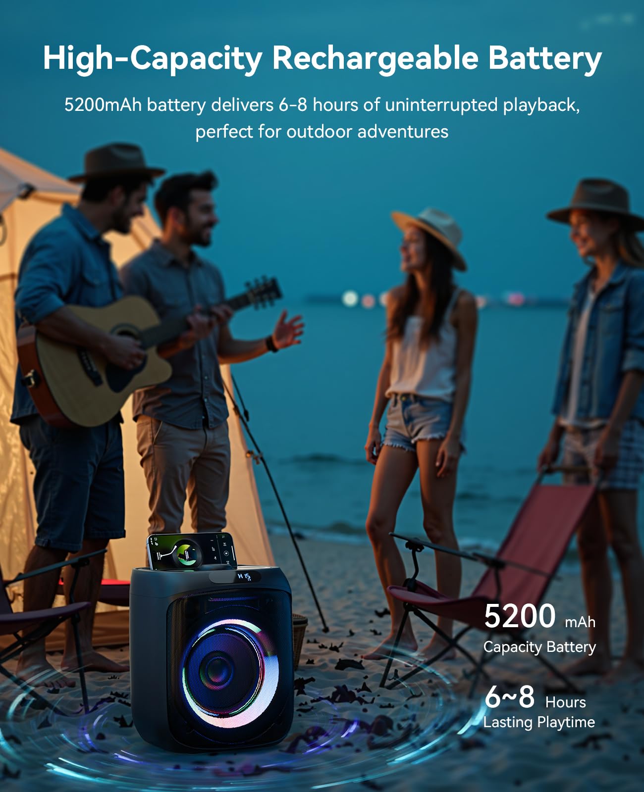 Karaoke Machine for Adults, Portable Bluetooth Karaoke Party Speaker with 2 Wireless Microphones and Remote, Voice Records, Sing