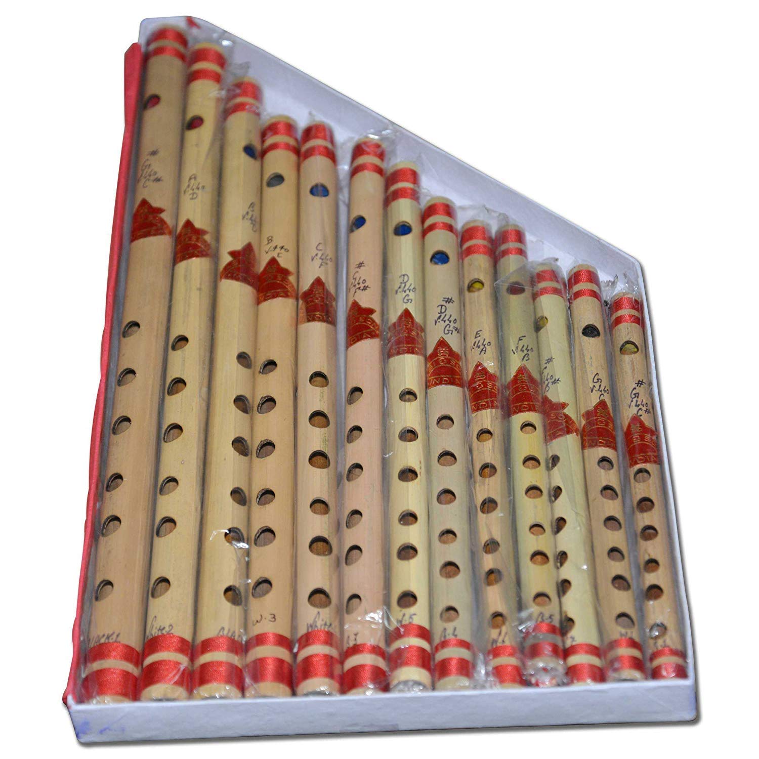 SmSai Musicals Indian Musical Instrument Bansuri Transverse Flute Set Of 13 Tonic C No To C No, Ey G No. To Gno